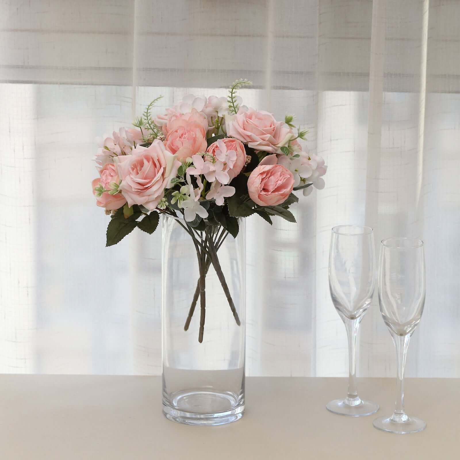 Hot Deal! 2 Pack Blush Silk Artificial Rose & Peony Floral Arrangements for Weddings and Home Decor