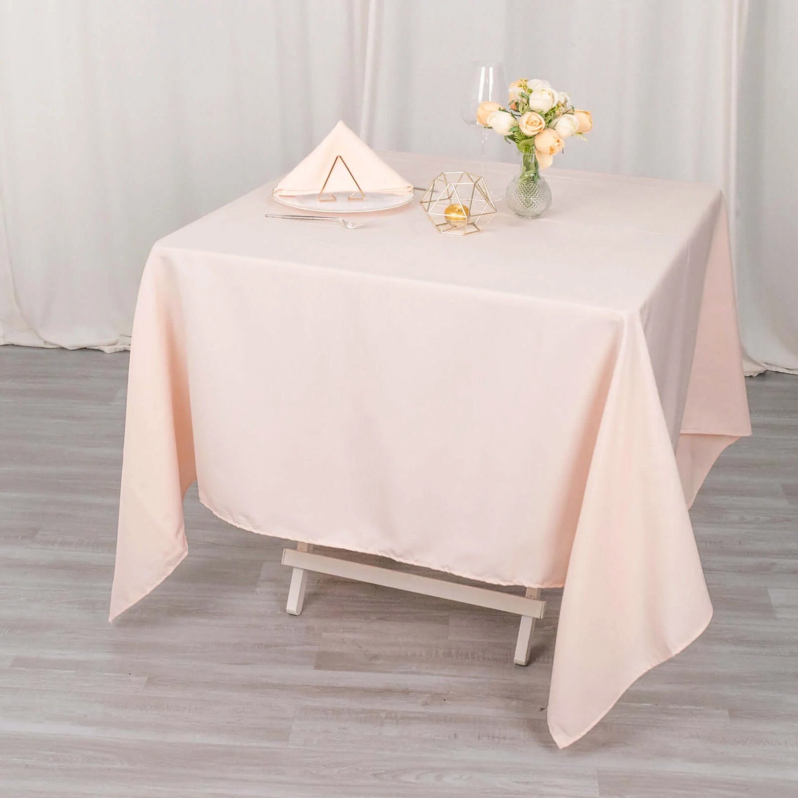 Hot! Wrinkle-Resistant 70x70 Blush Premium Polyester Square Tablecloth 220GSM
