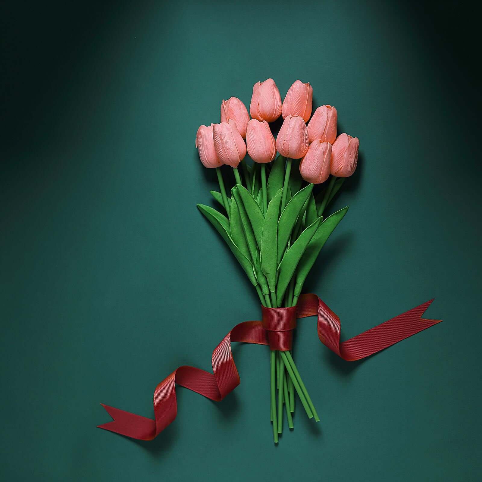Hot Sale! 10 Stems Coral Artificial Foam Tulip Flower Bouquets, 13 Inches Tall