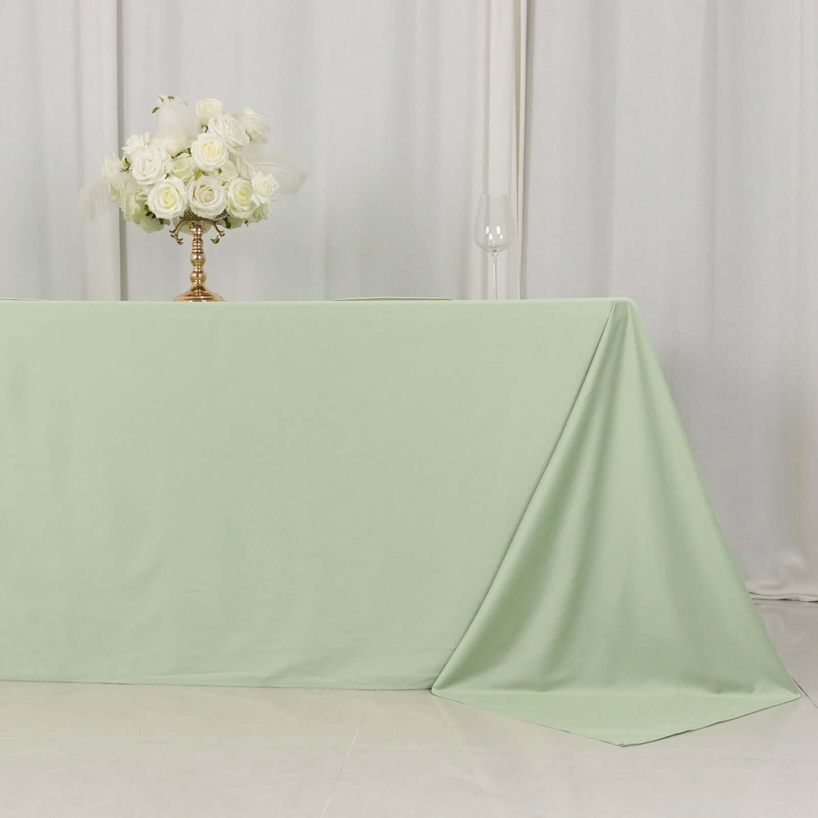 Premium Sage Green Scuba Polyester Rectangular Tablecloth - Wrinkle & Stain Free, Ideal for Events