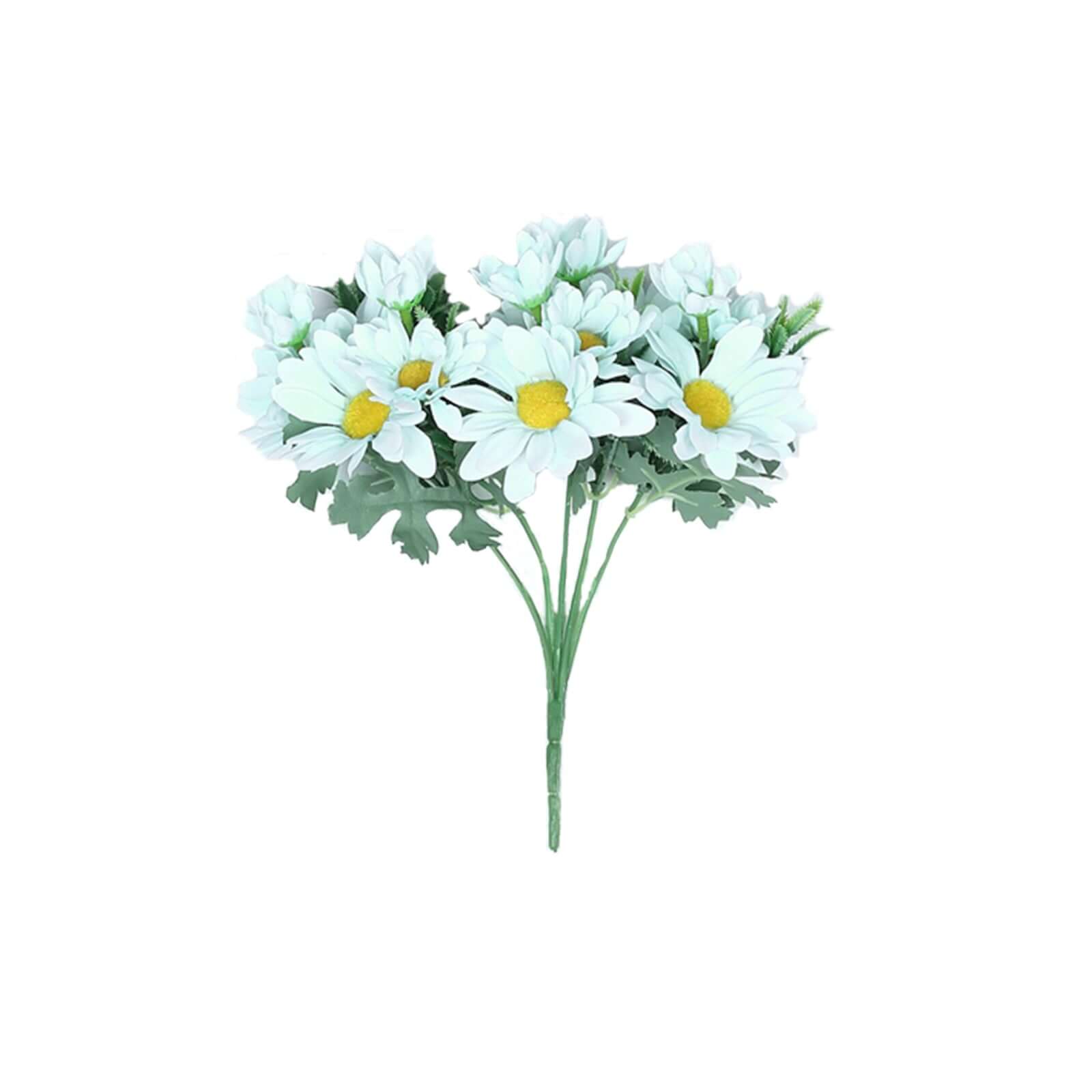4 Artificial Light Blue Silk Daisy Flower Bouquet Branches with 11 Blooms
