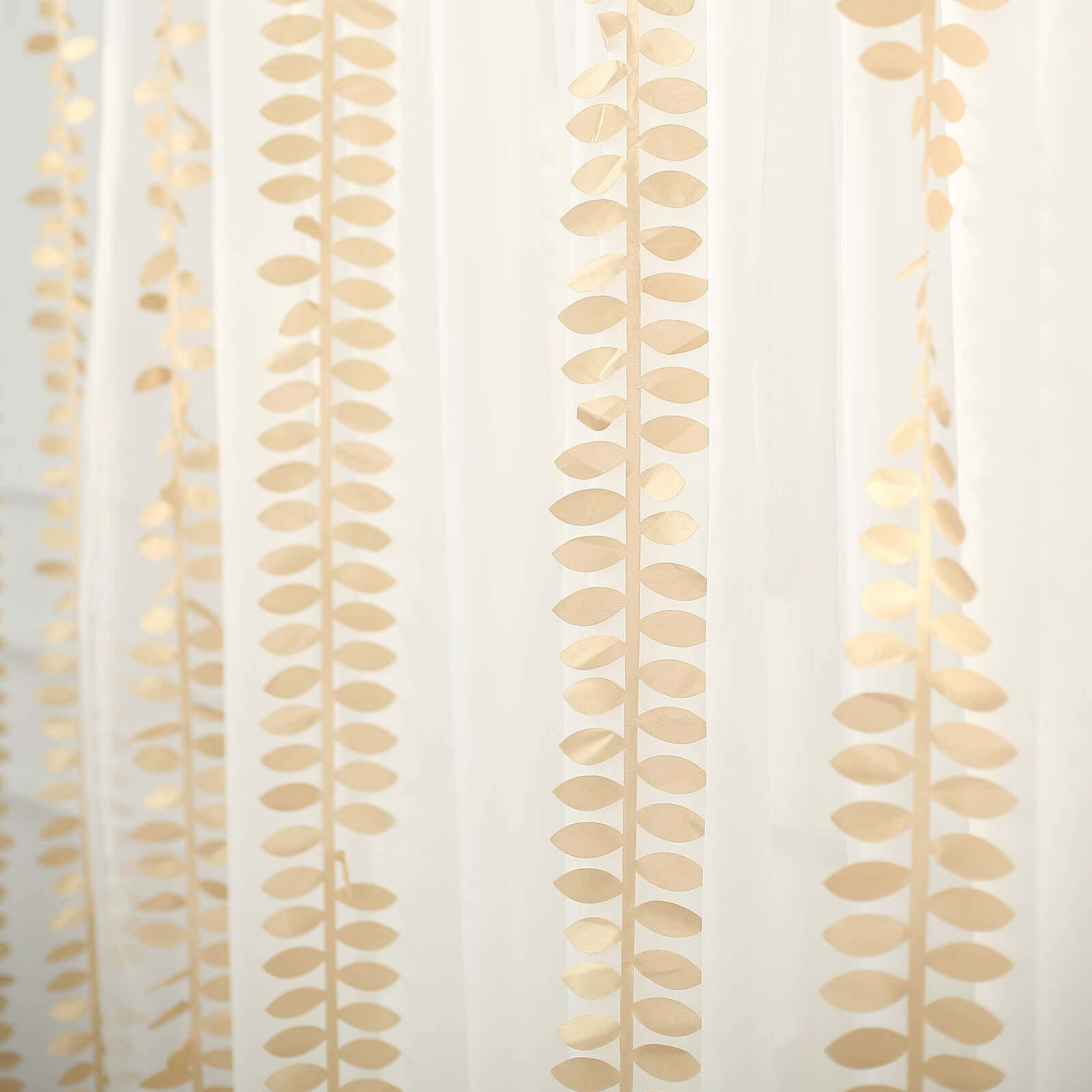 Champagne Taffeta Ribbon Sash with 4 - Leaf Petal Design, 50ft - Ideal for Decorations