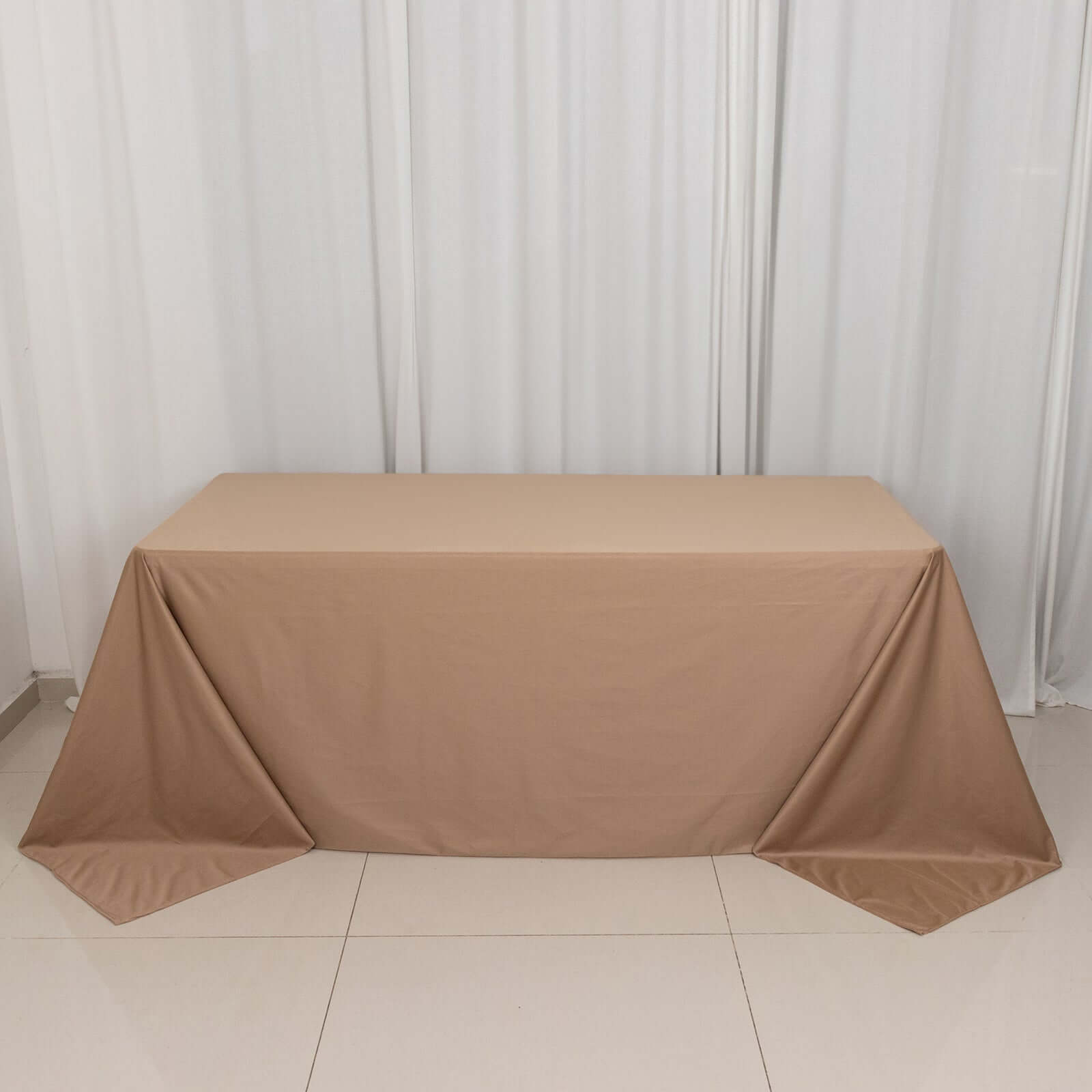 Wrinkle-Free, Stain-Resistant Nude Premium Scuba 90x132 Rectangular Tablecloth