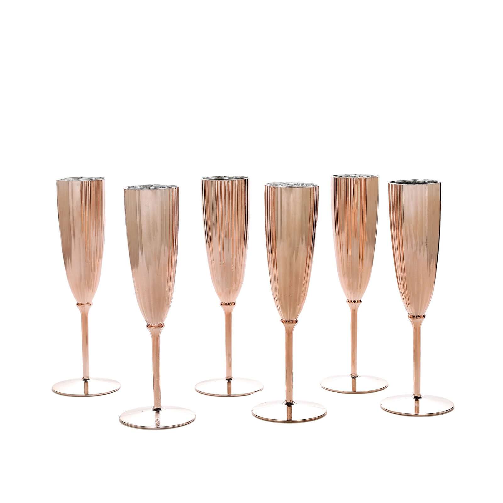 Hot Deal! 6-Pack Disposable Plastic Champagne Flutes in Metallic Rose Gold, 5oz for Toast & Cocktail Parties