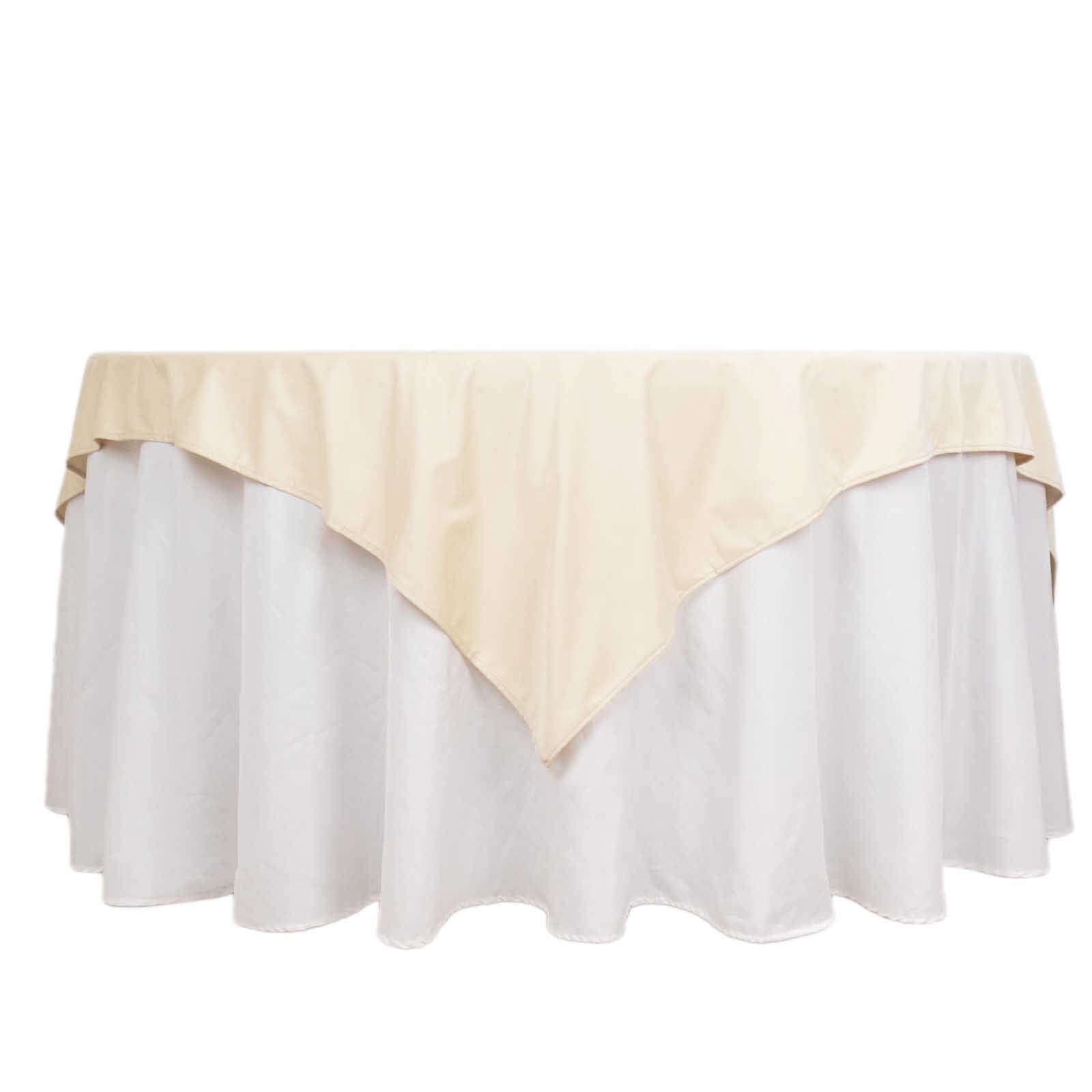 Premium Beige 70x70 Scuba Table Overlay - Wrinkle & Stain Free, Ideal for Events