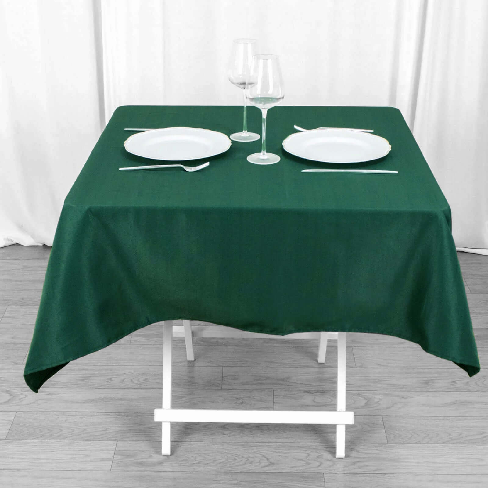 Premium 220GSM Hunter Emerald Green 54x54 Polyester Square Tablecloth - Stain & Wrinkle Resistant