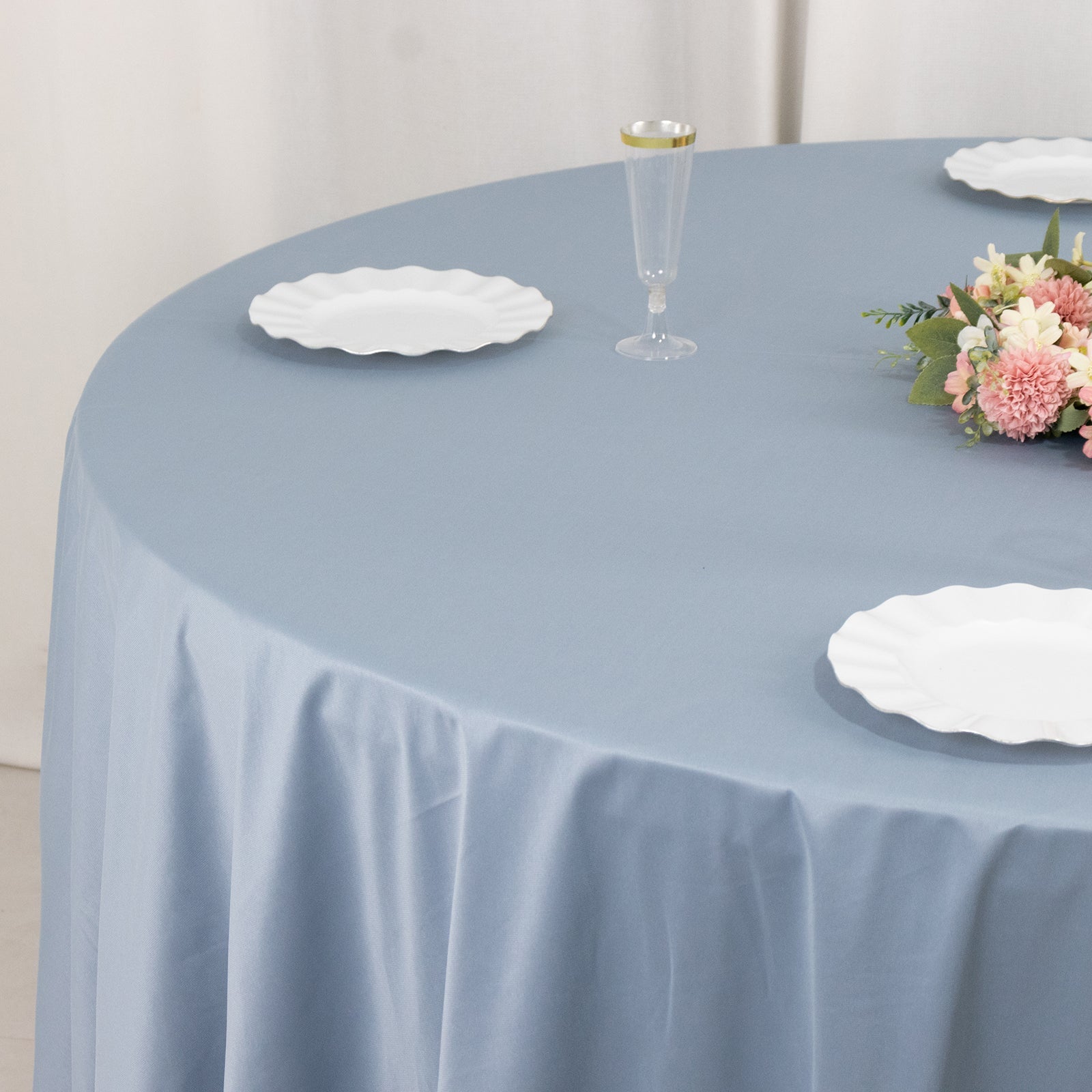Hot Deal! Wrinkle-Free & Stain-Resistant Premium Scuba 108-Inch Round Dusty Blue Tablecloth