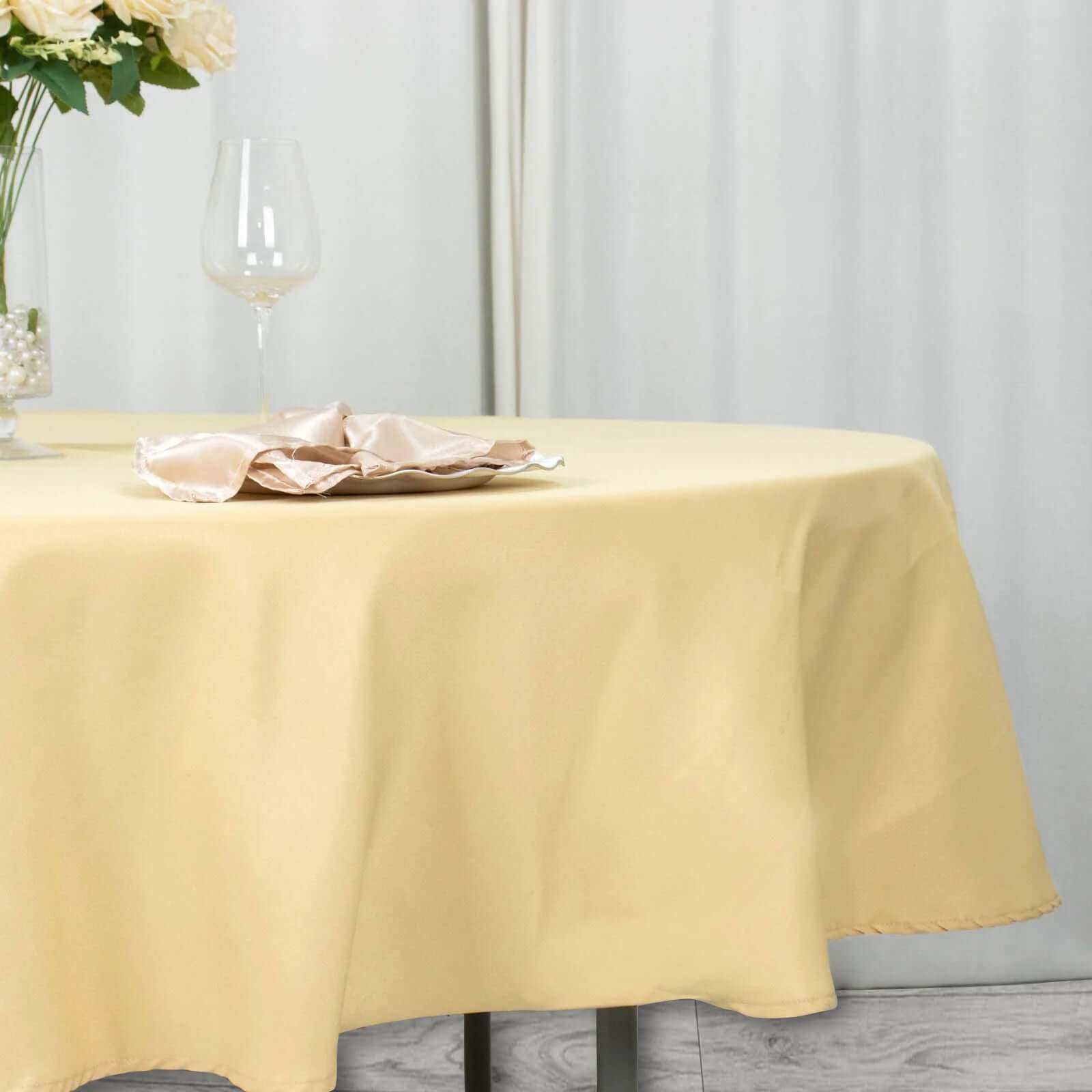Exclusive 90" Champagne Round Tablecloth - Premium Polyester, Stain & Wrinkle Resistant