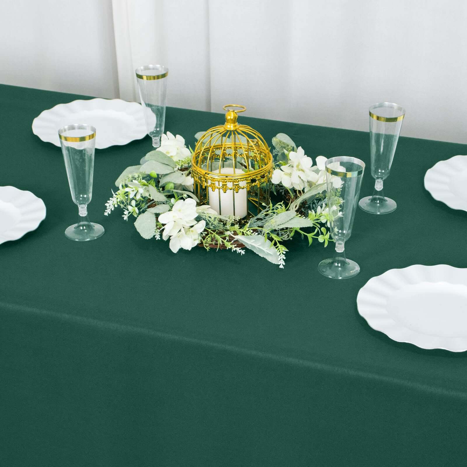 Exclusive Premium Polyester Rectangle Tablecloth - 90x156 Hunter Emerald Green, Seamless 220GSM Stain-Resistant