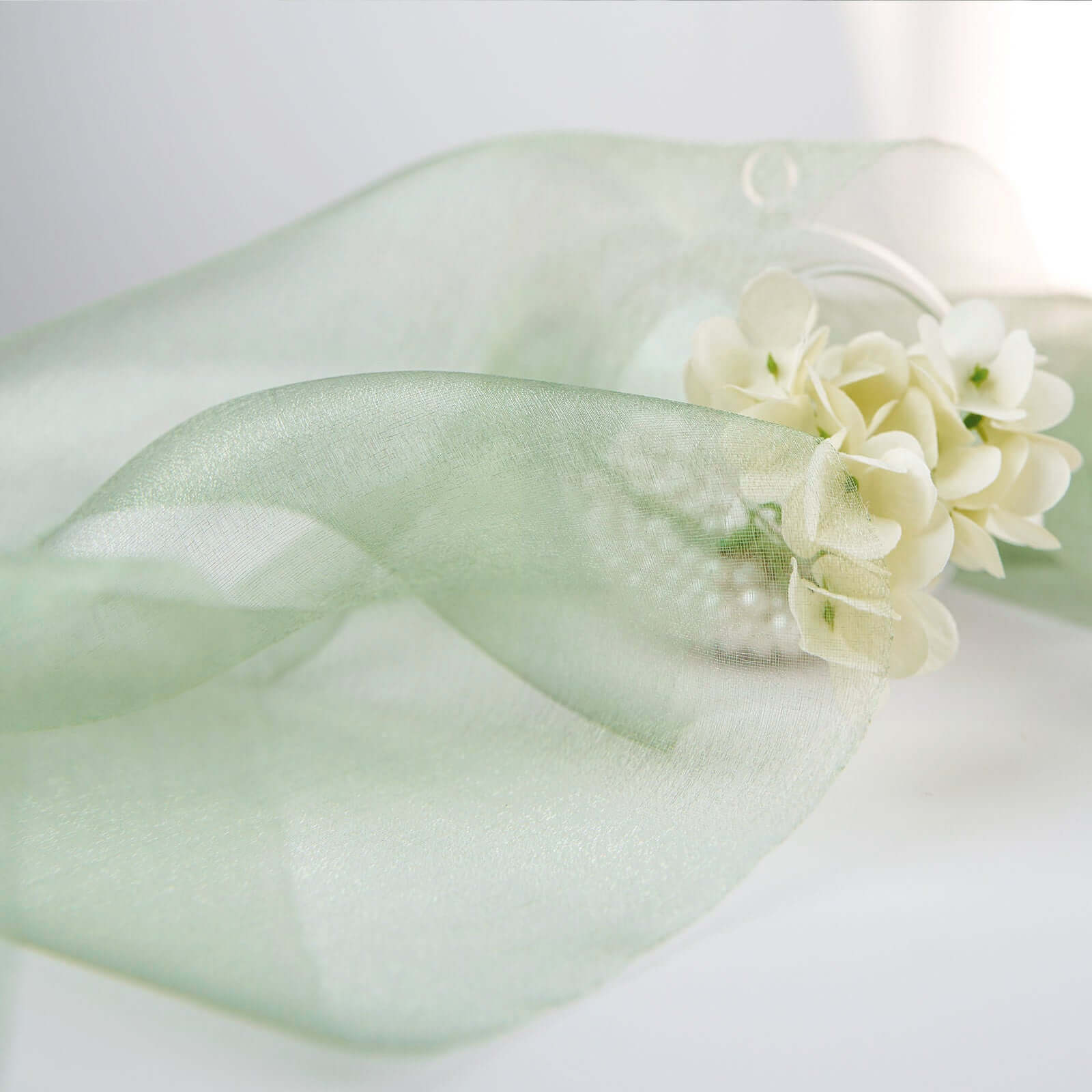 12-Foot Wide, 10-Yard Long Sage Green Sheer Chiffon Fabric Bolt for DIY Drapery - High Quality!