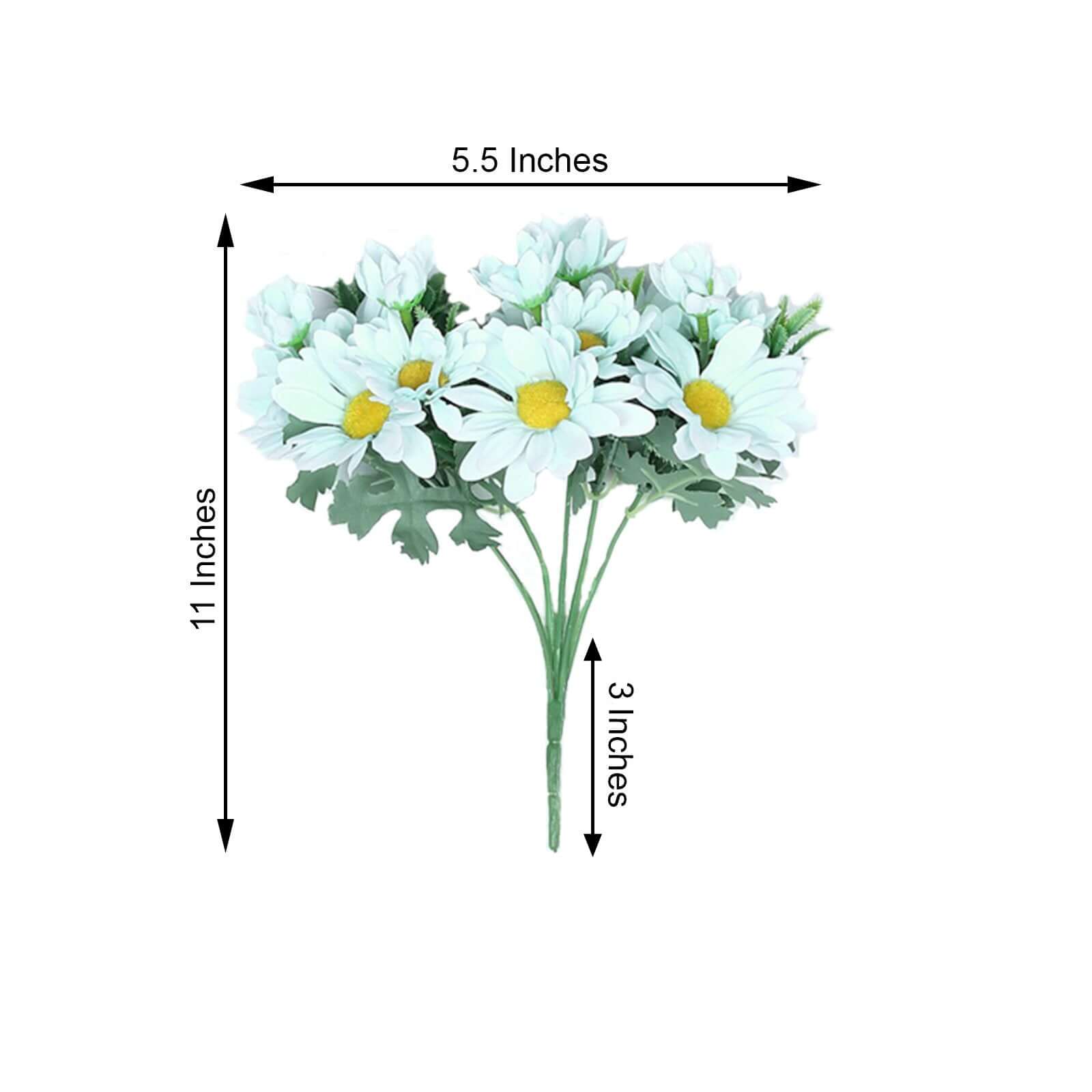 4 Artificial Light Blue Silk Daisy Flower Bouquet Branches with 11 Blooms