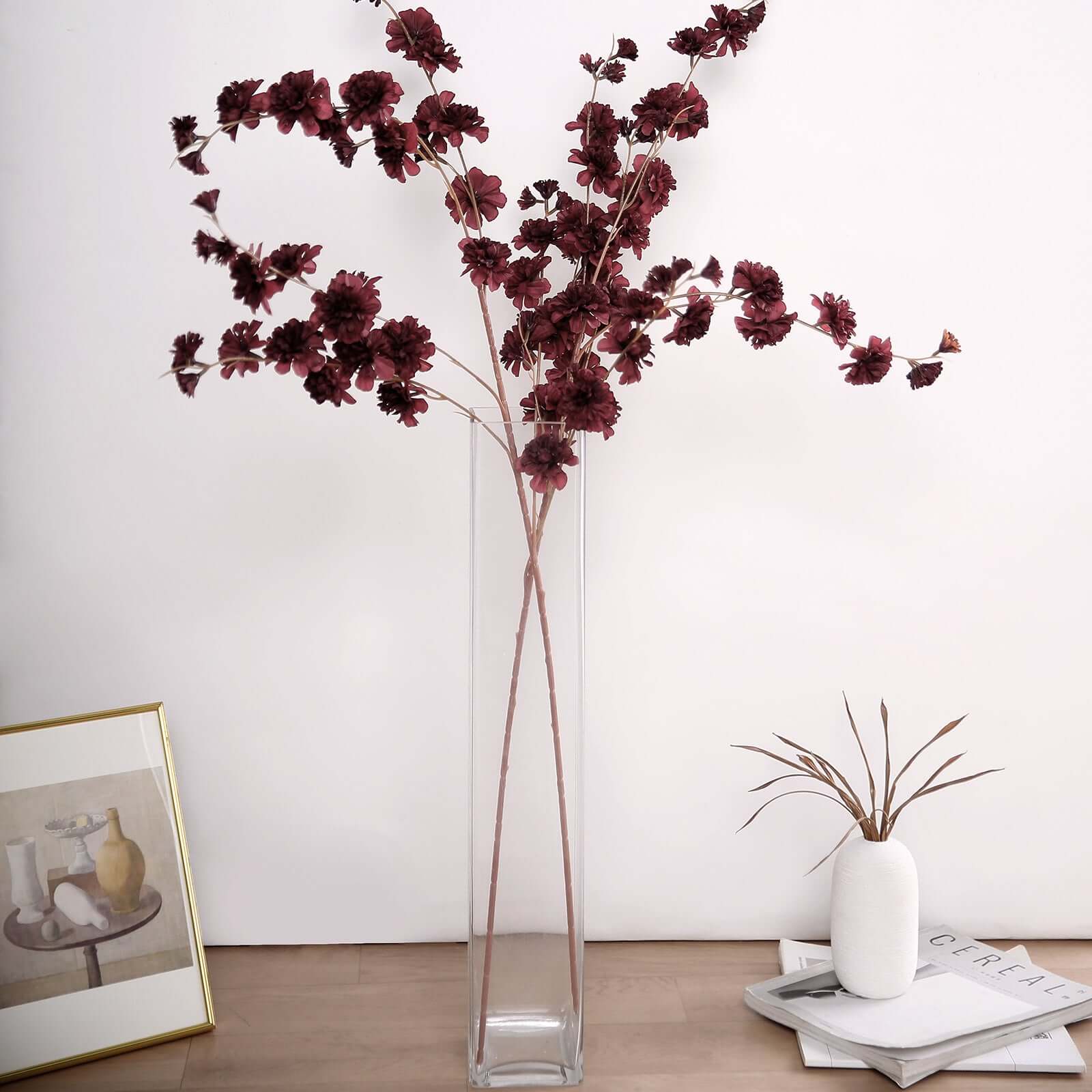 Discount! 2 Branches 42" Tall Burgundy Artificial Silk Carnation Stems