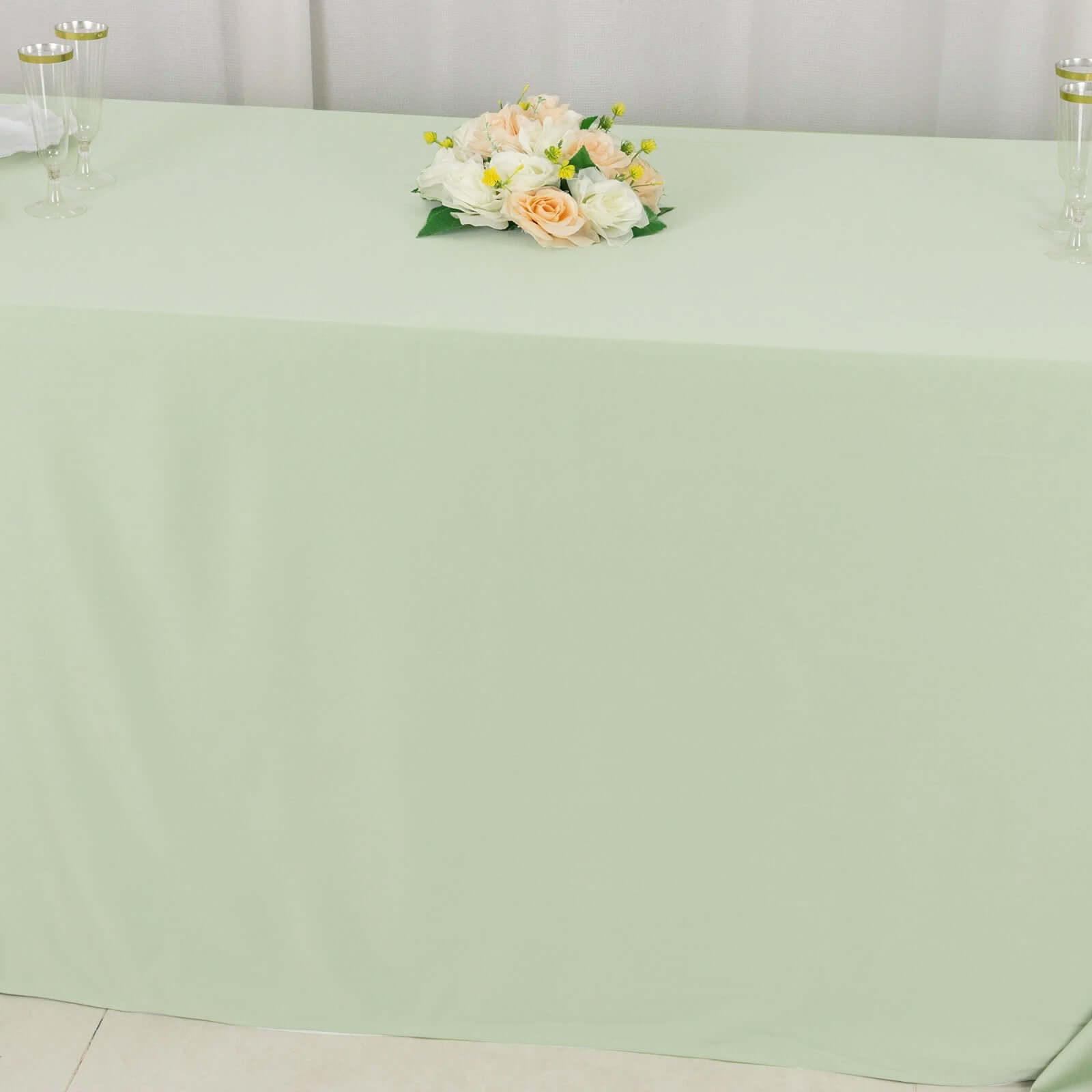 Premium Sage Green Scuba Polyester Rectangular Tablecloth - Wrinkle & Stain Free, Ideal for Events