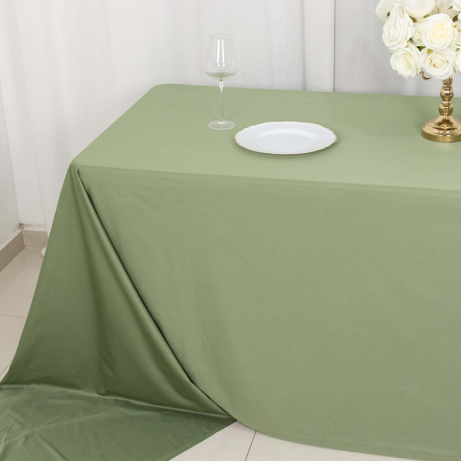 Exclusive Premium Scuba Rectangle Tablecloth in Dusty Sage Green - Wrinkle-Free, Stain-Resistant & Seamless