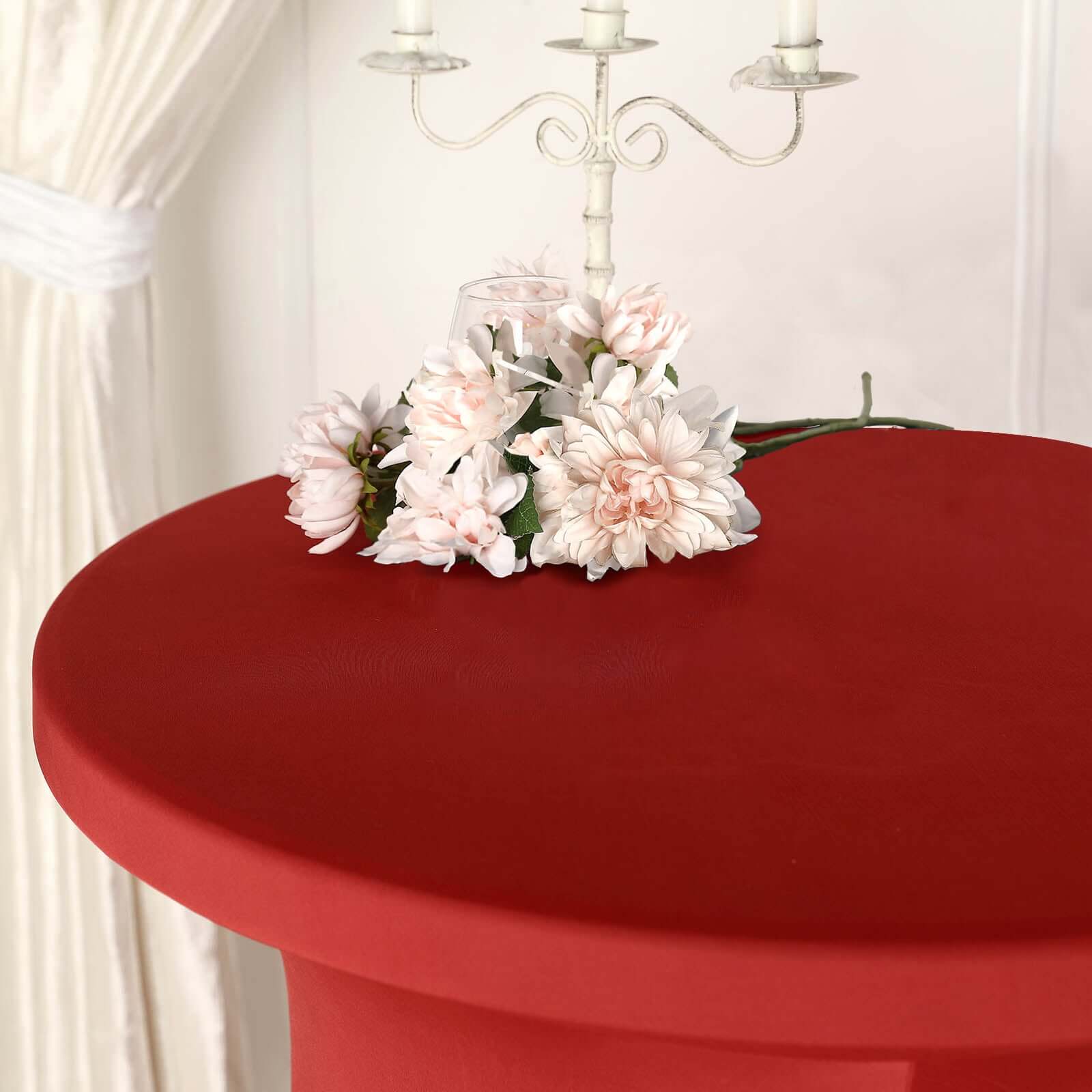 Hot Deal! Red Heavy Duty Spandex Wavy Cocktail Table Cover