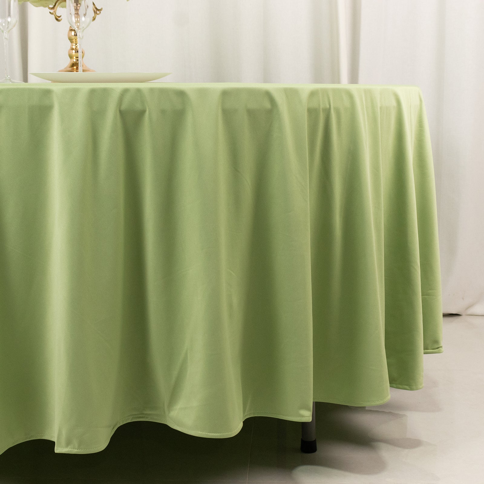 Sage Green 108' Premium Scuba Round Tablecloth - Stain & Wrinkle Resistant