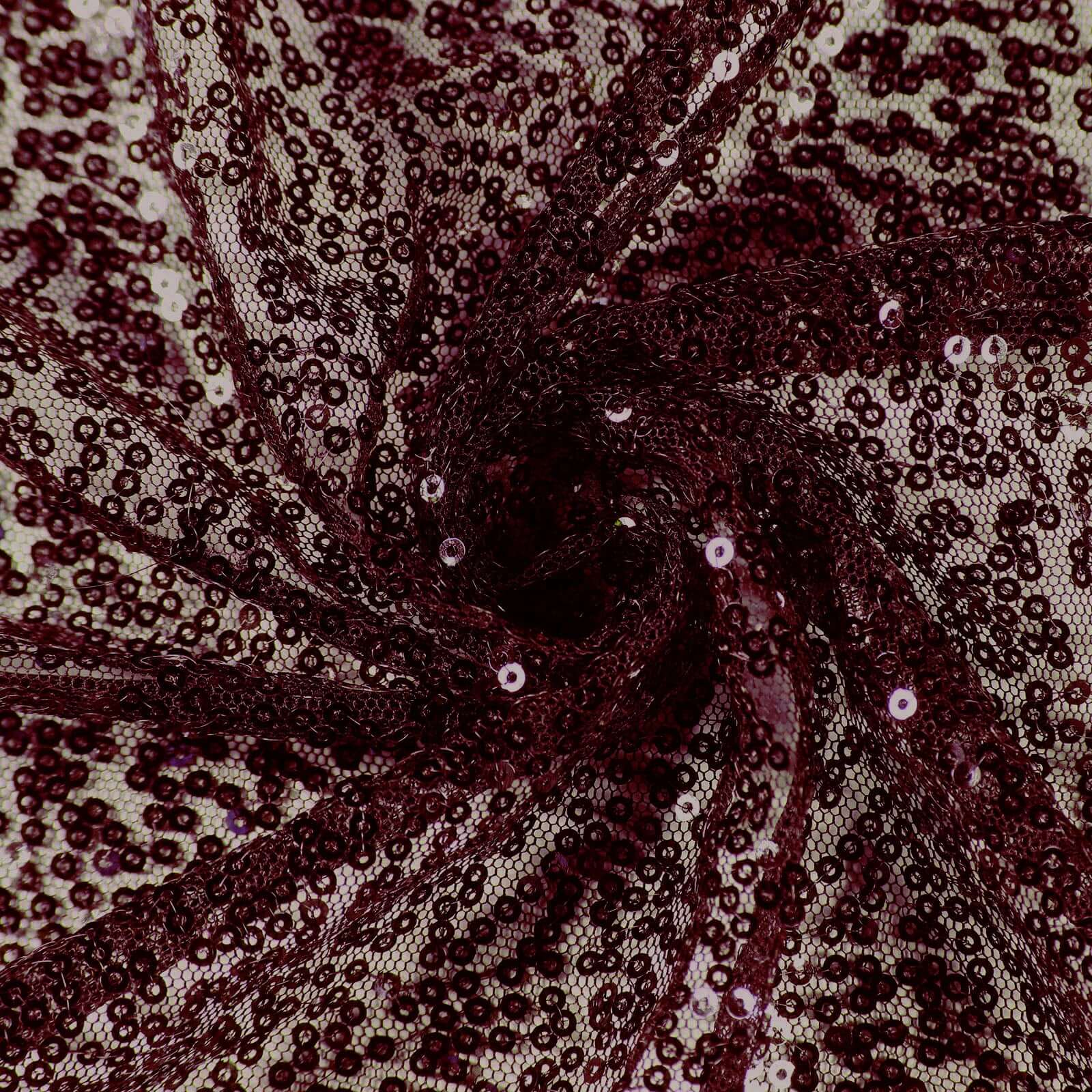 Hot Sale! 90-Inch Burgundy Sequined Round Tablecloth for Special Events