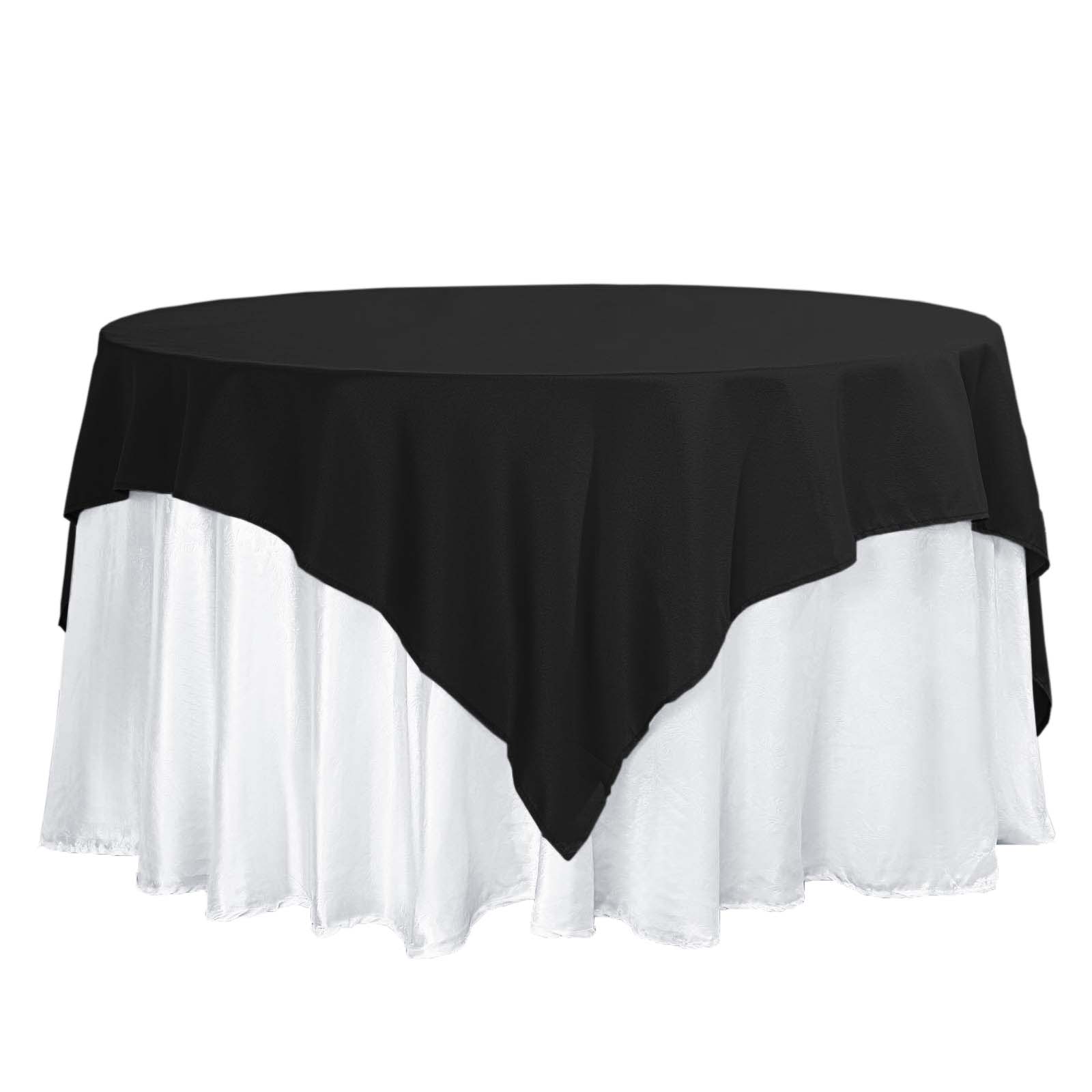 Black 70x70 Wrinkle-Resistant & Durable Polyester Square Table Overlay for Events