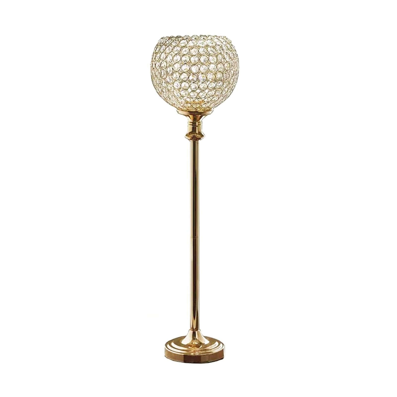 Hot! Gold Acrylic Votive Candle Holder with Crystal Goblet Design - Ideal Wedding Table Centerpiece