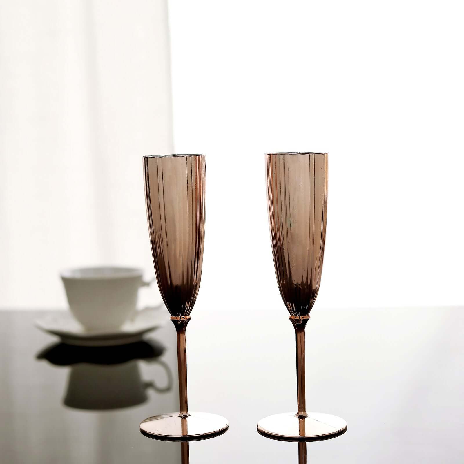Hot Deal! 6-Pack Disposable Plastic Champagne Flutes in Metallic Rose Gold, 5oz for Toast & Cocktail Parties