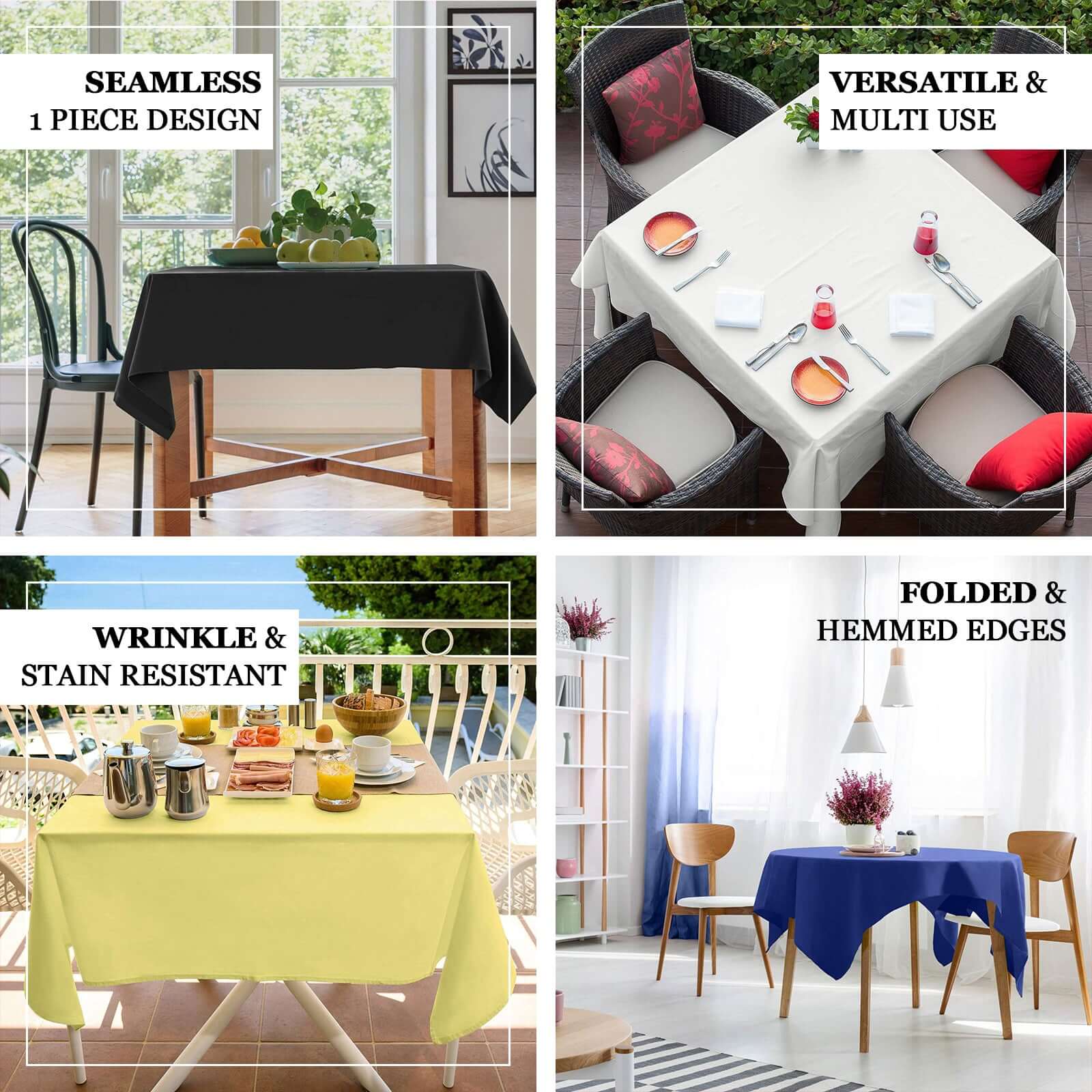 Wrinkle-Resistant & Durable 54x54 Polyester Square Tablecloth in Hunter Emerald Green