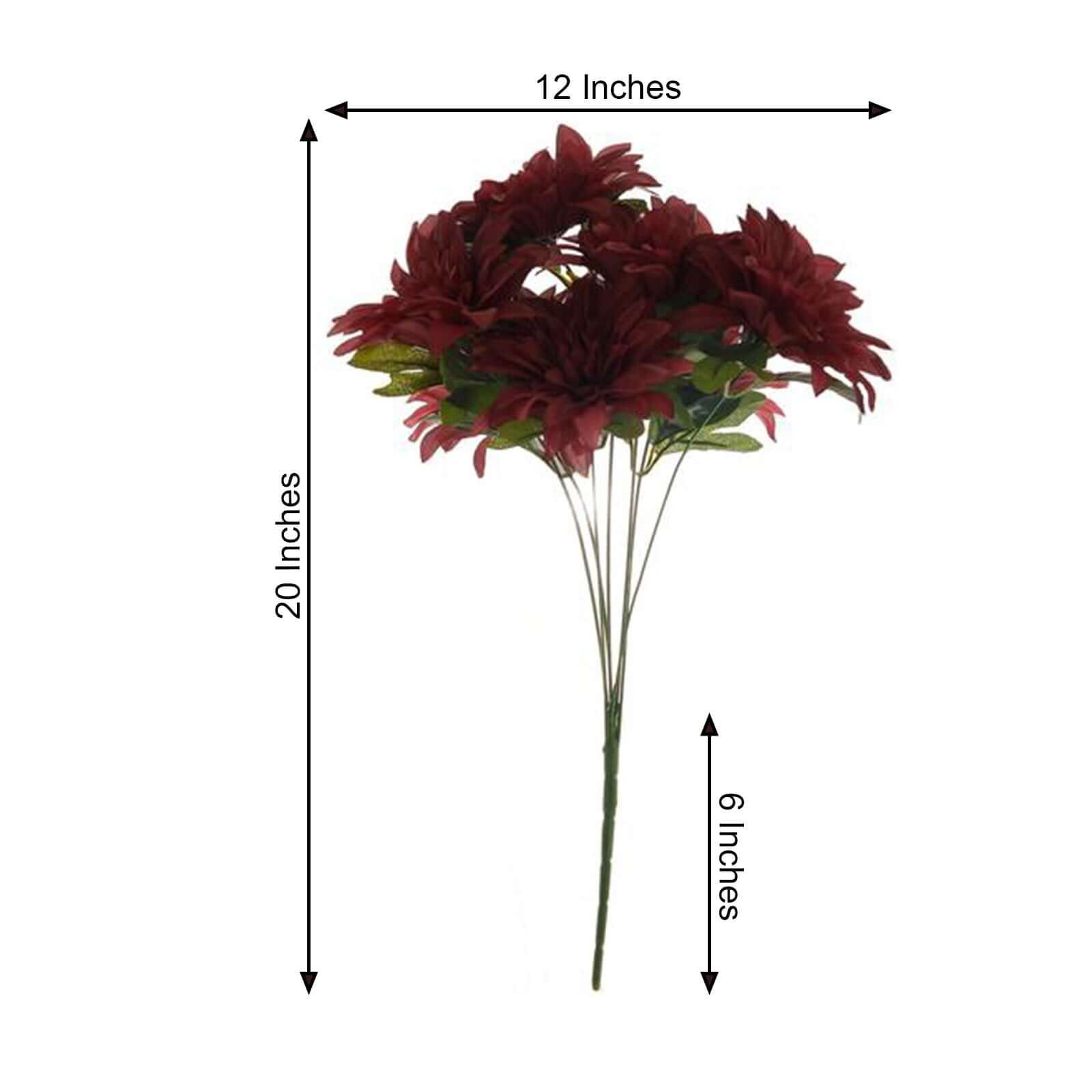 Special Offer: 2 Bouquets of Burgundy Artificial Silk Dahlia Flower Bushes