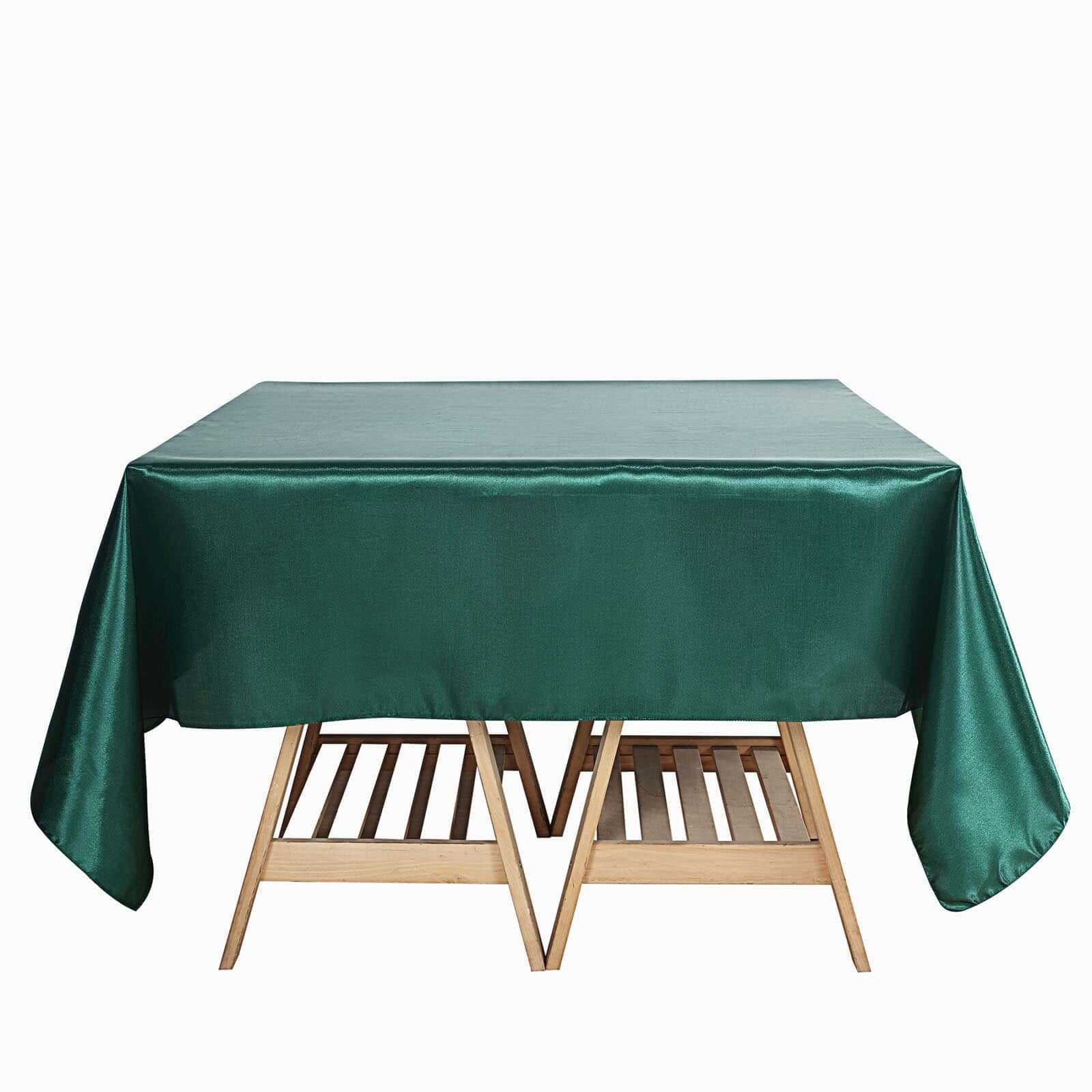 Hunter Emerald Green 72x72 Satin Square Table Overlay - Smooth Finish for Events