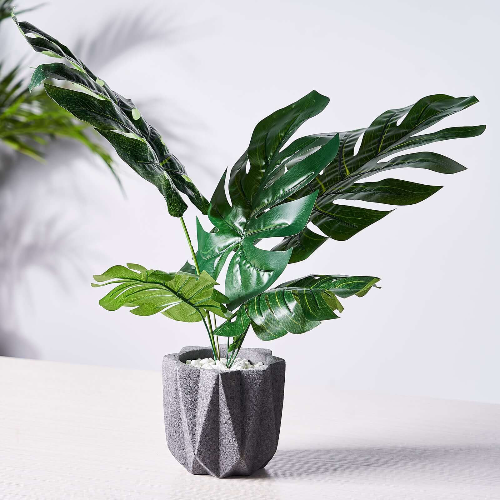 6-Piece Assorted Green High-Quality Silk Artificial Monstera Leaf Stems