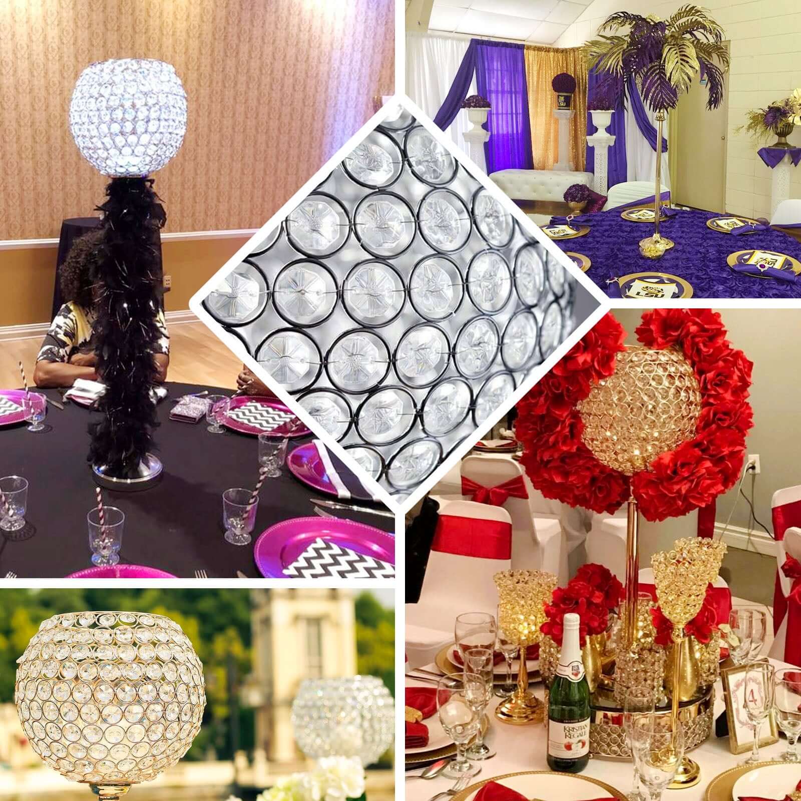 Hot! Gold Acrylic Votive Candle Holder with Crystal Goblet Design - Ideal Wedding Table Centerpiece