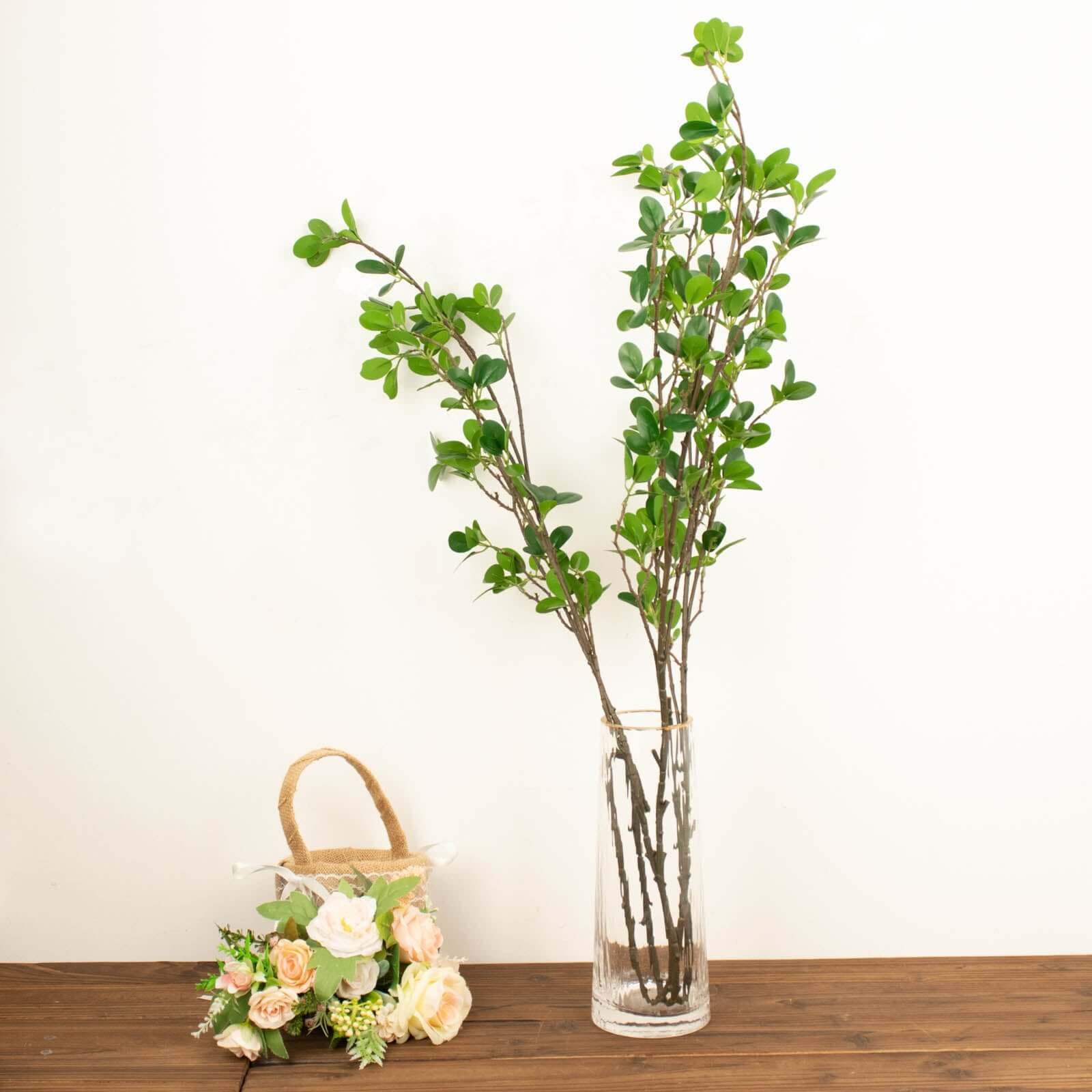 3-Pack 43" Faux Ficus Green Leaf Branches - Realistic & Flexible