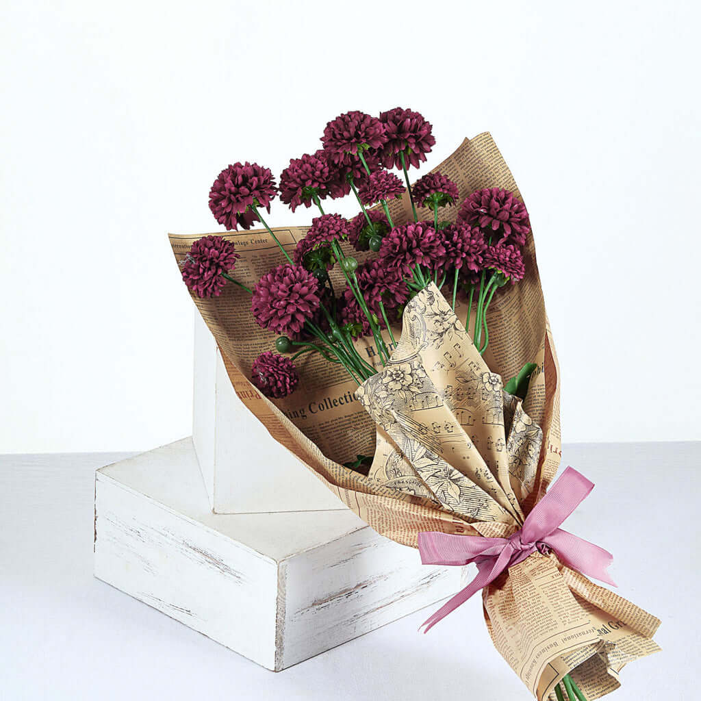 Special Offer! 2 Burgundy Artificial Chrysanthemum Mum Flower Bushes (33 in Total)