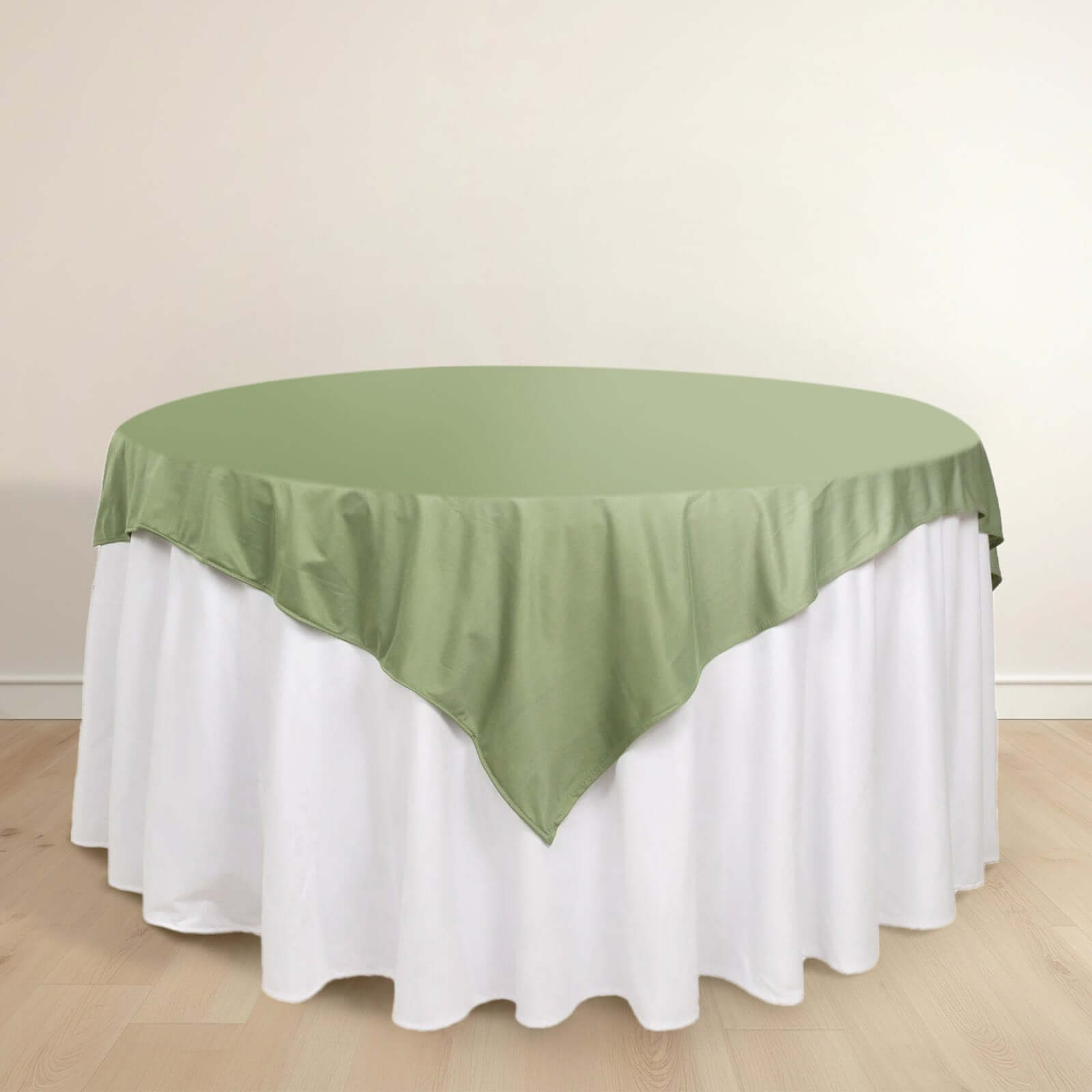 Wrinkle-Free & Stain-Resistant Dusty Sage Green Scuba 70x70 Square Table Overlay