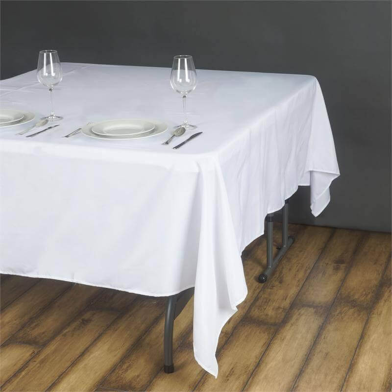 Wrinkle-Resistant & Durable White 70x70 Polyester Square Tablecloth for Events