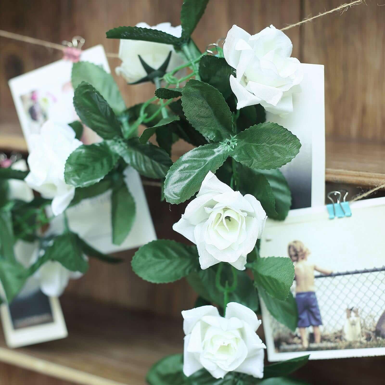 6ft UV-Protected Cream Artificial Silk Rose Garland - Ideal for Decor