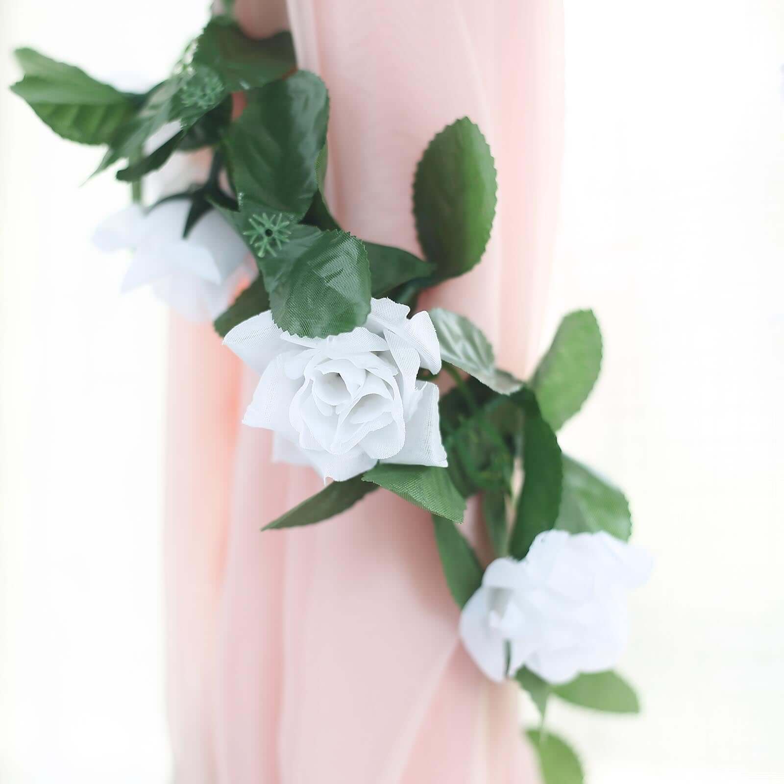 Hot Deal! 6ft UV-Protected White Artificial Silk Rose Garland for Decor