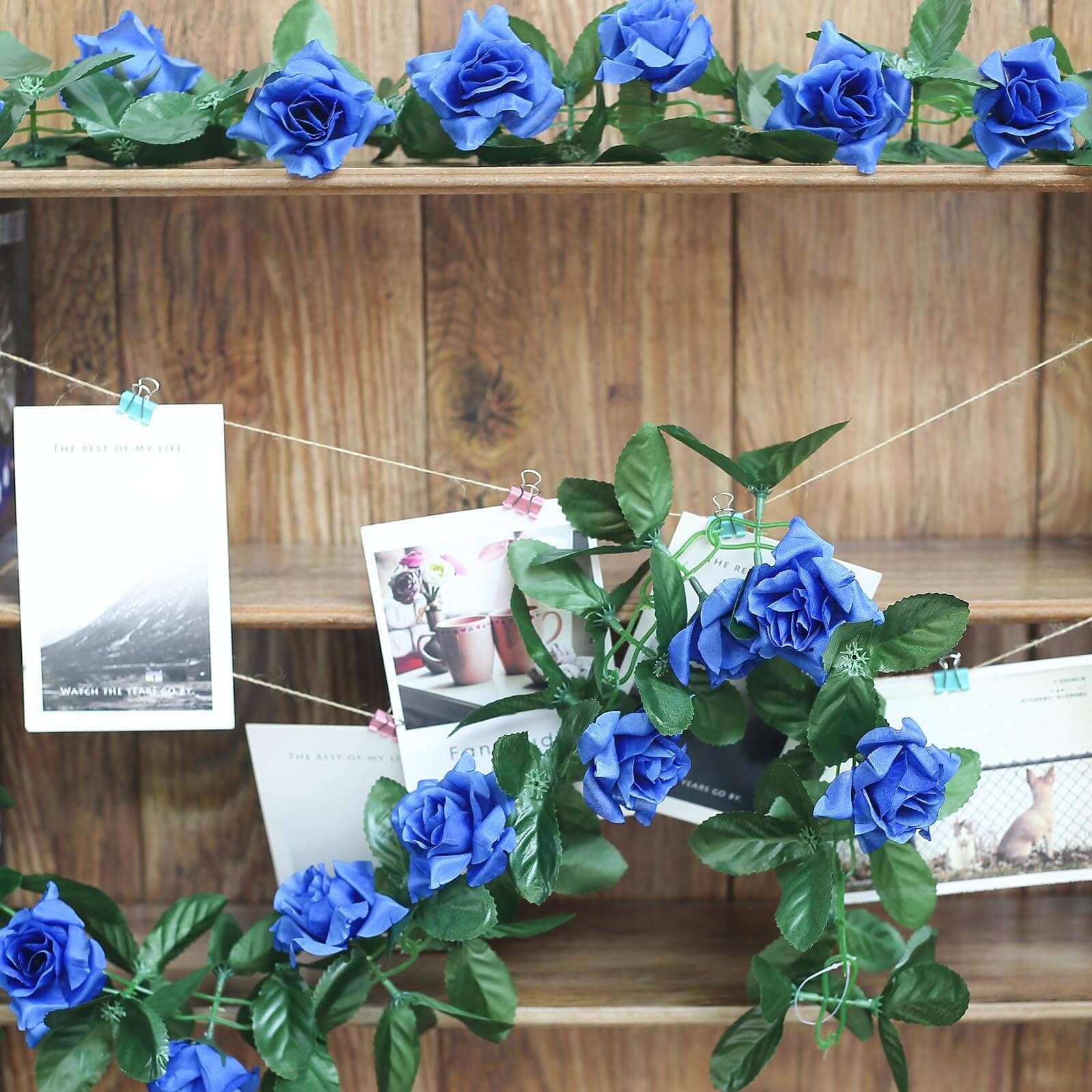 6ft UV-Protected Royal Blue Artificial Silk Rose Garland - Ideal for Decor
