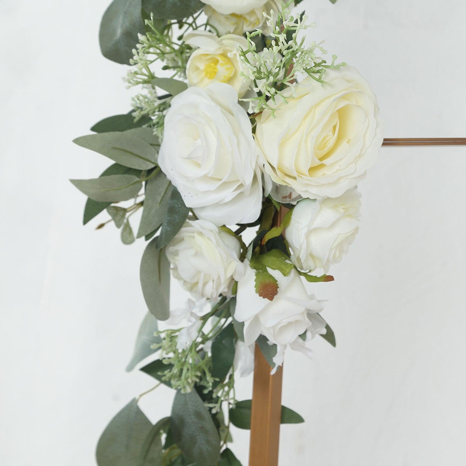 Special Offer: Set of 2 Artificial White Silk Rose and Eucalyptus Leaf Floral Swags for Party Decor