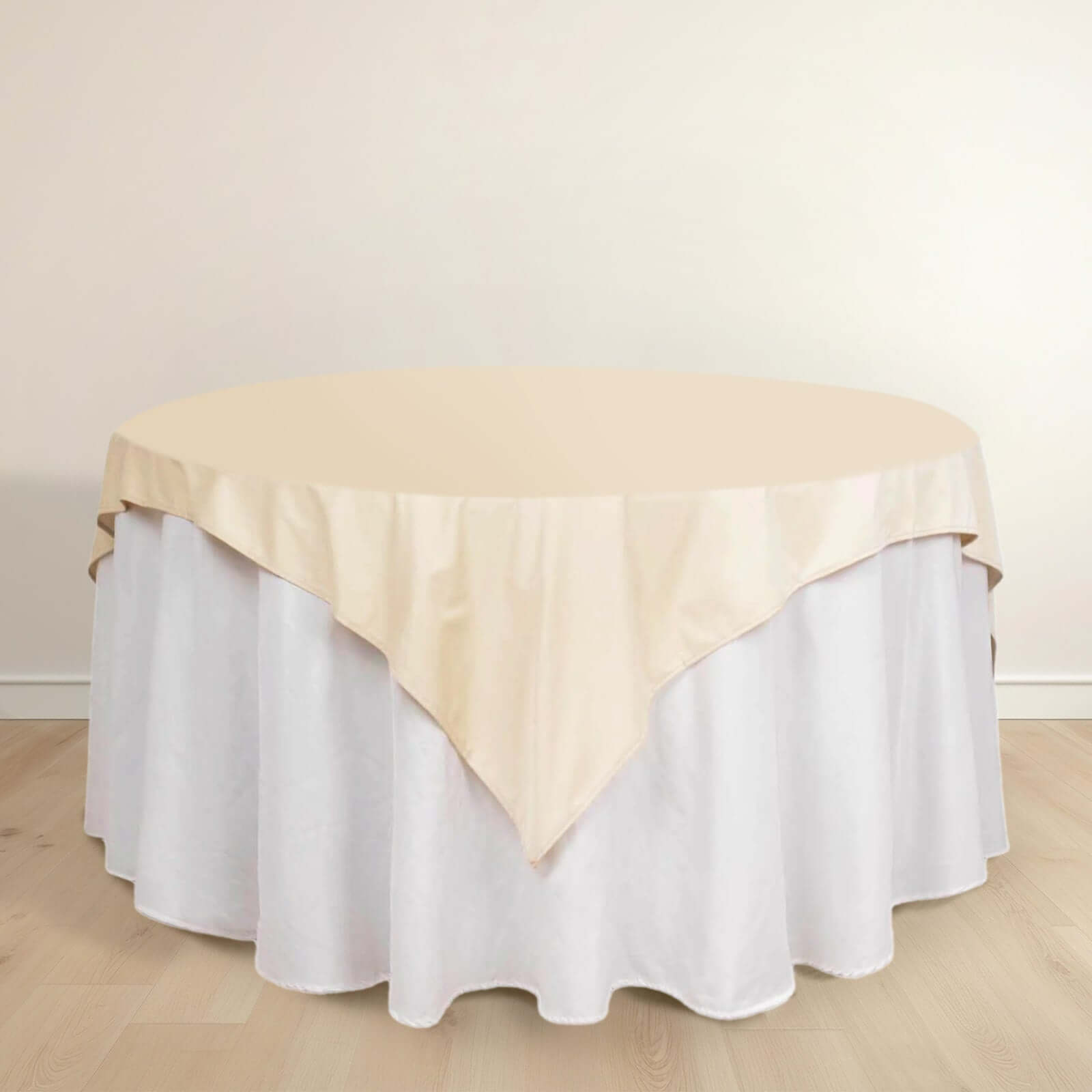 Premium Beige 70x70 Scuba Table Overlay - Wrinkle & Stain Free, Ideal for Events