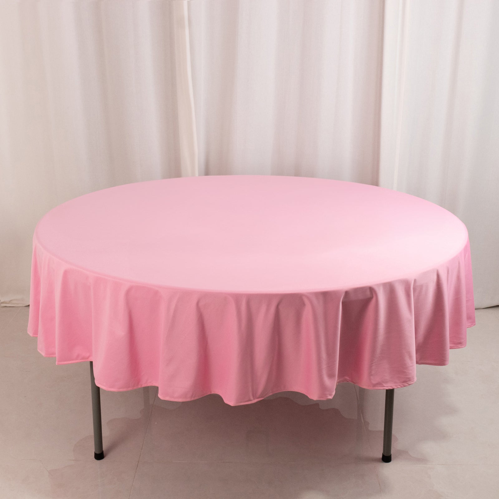 Hot Sale! Premium Pink 90' Round Scuba Polyester Wrinkle-Free & Stain-Resistant Tablecloth
