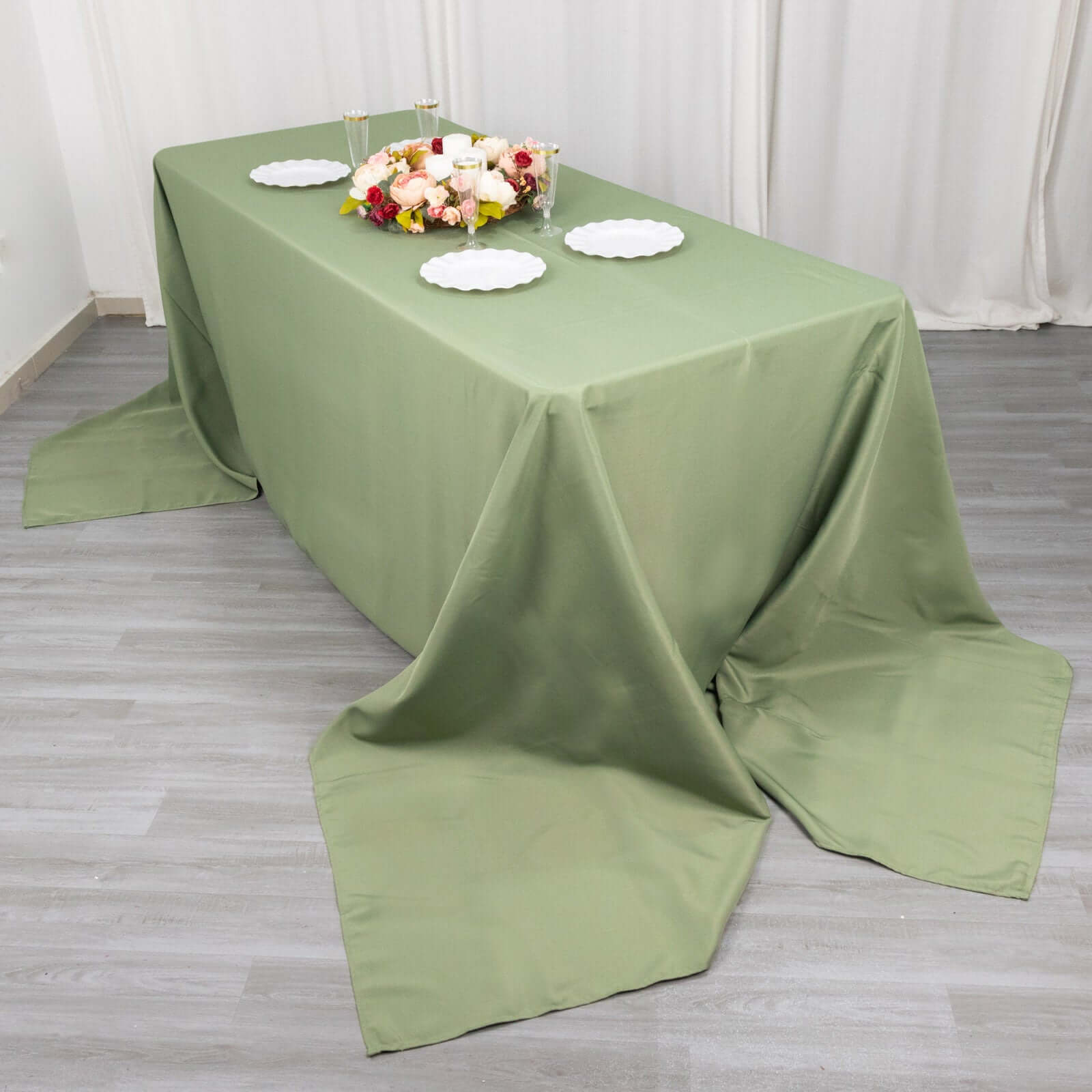Hot! Seamless 220GSM Stain-Resistant Premium Polyester Dusty Sage Green Rectangle Tablecloth 90x156