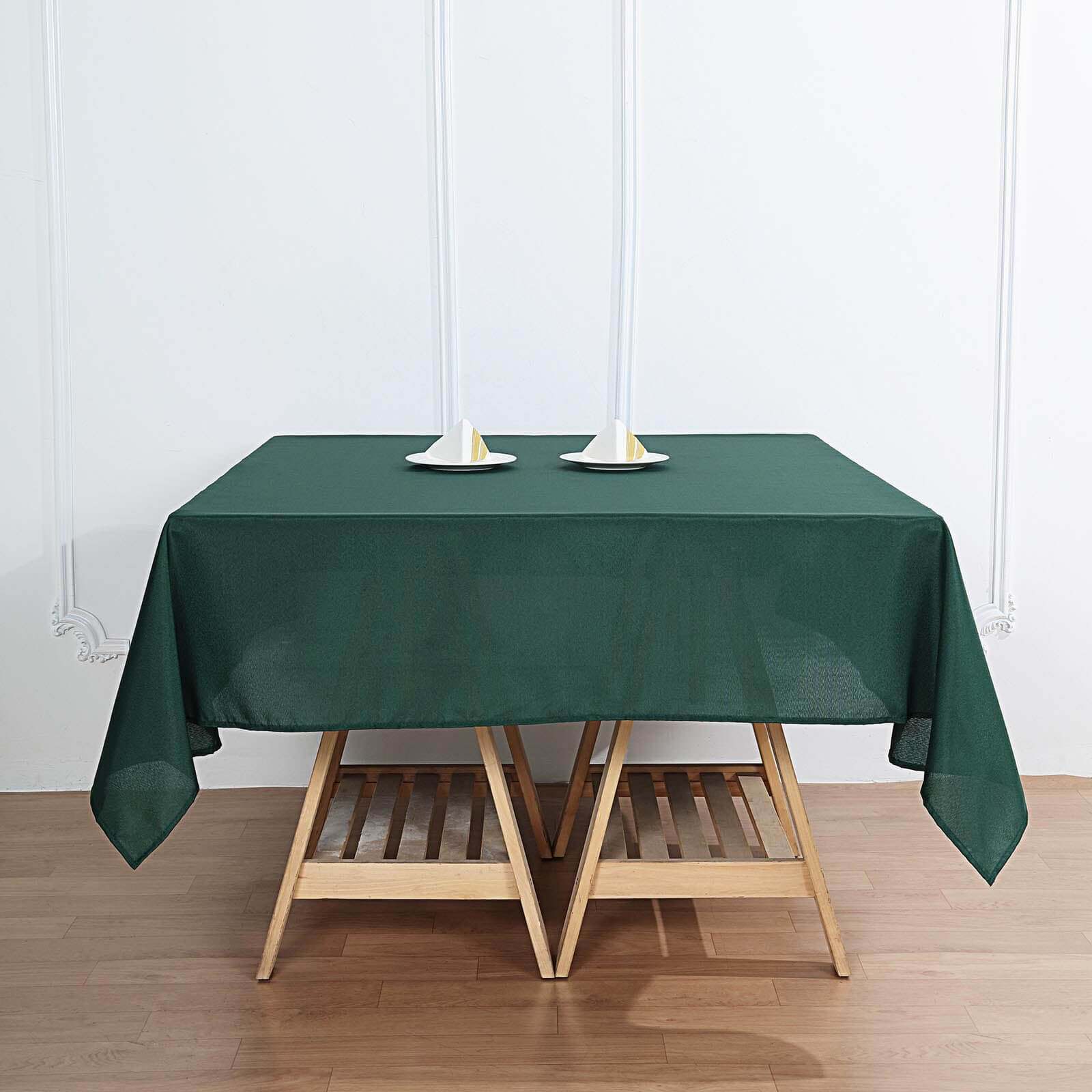Wrinkle-Resistant & Durable 70x70 Polyester Square Table Overlay in Hunter Emerald Green