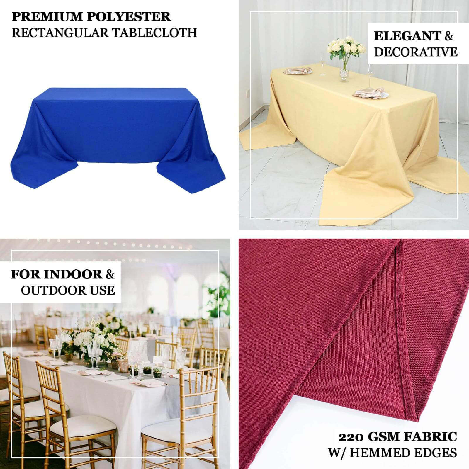 Exclusive Premium Polyester Rectangle Tablecloth - 90x156 Hunter Emerald Green, Seamless 220GSM Stain-Resistant