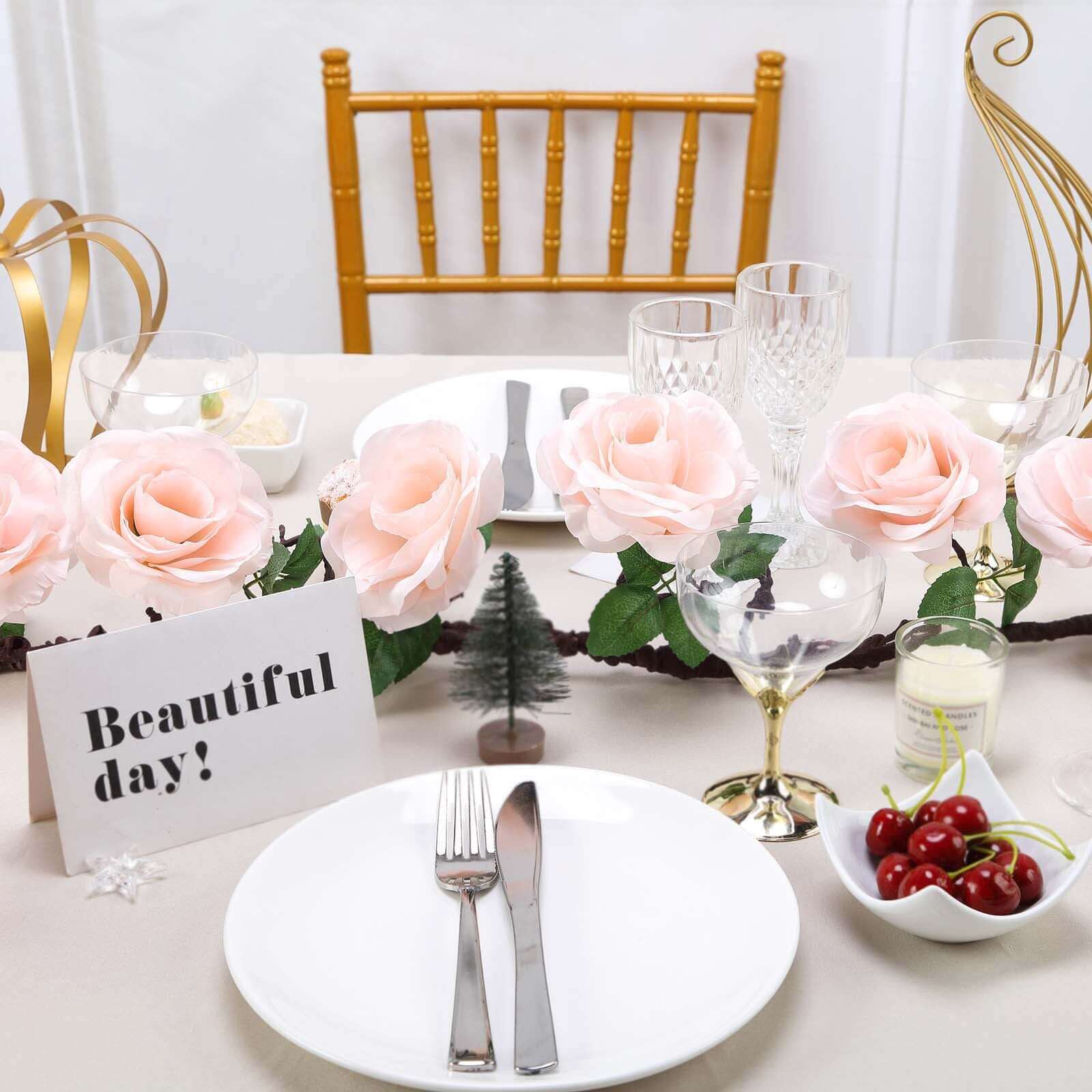 Hot Sale! 6ft Blush Artificial Silk Rose Hanging Garland for Decor