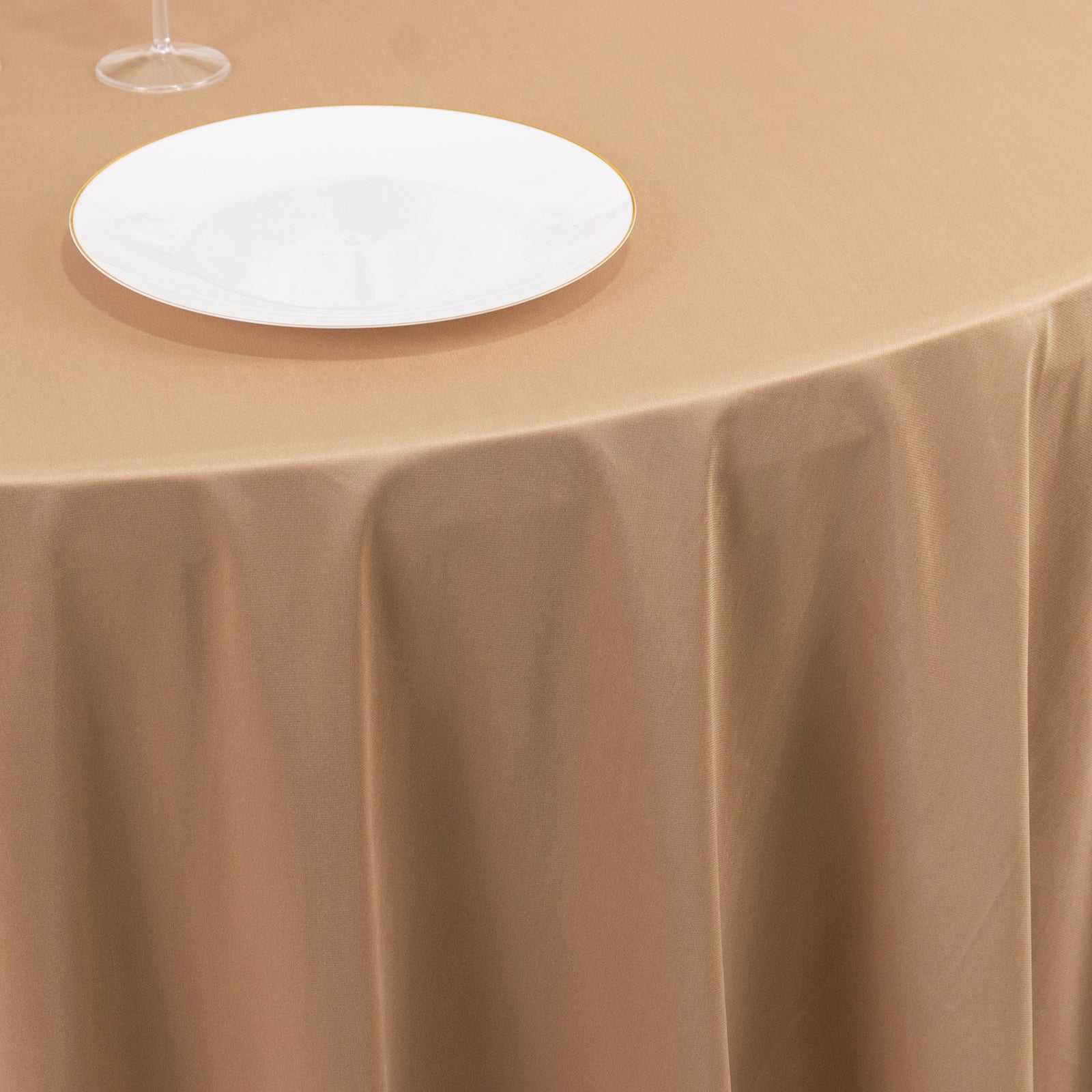 Premium Wrinkle-Free & Stain-Resistant Nude Scuba Round 108 Tablecloth for Events