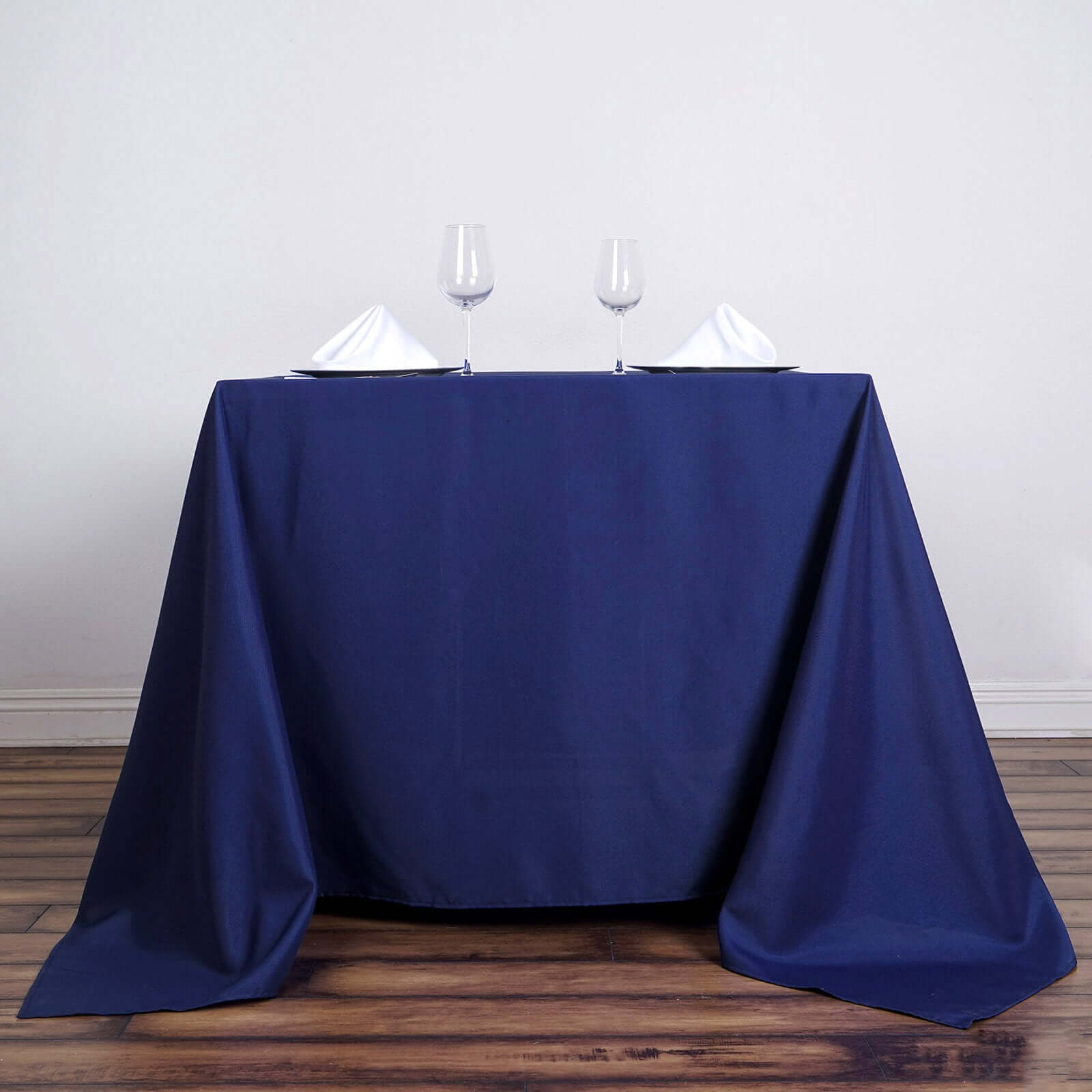 Durable & Wrinkle-Resistant Navy Blue 90x90 Polyester Square Tablecloth