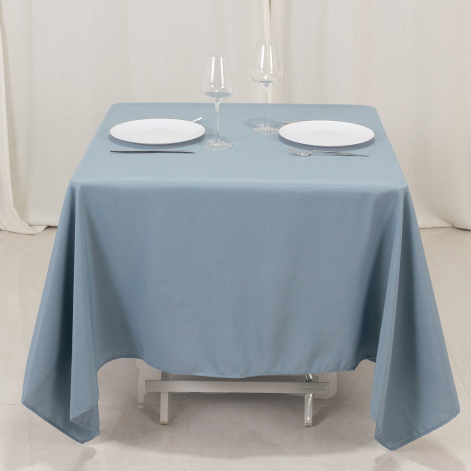 220GSM Wrinkle-Resistant Dusty Blue 70x70 Premium Polyester Square Table Cover