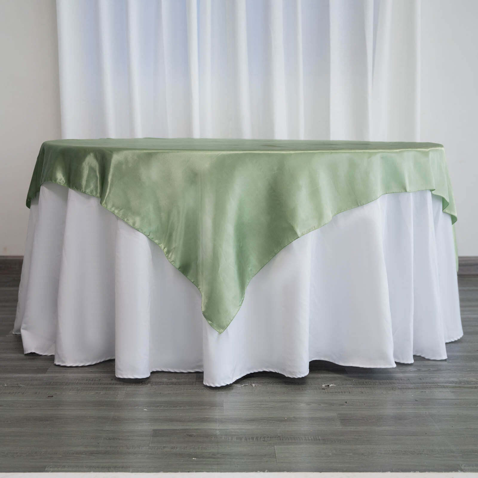Sage Green 72x72 Satin Square Table Overlay - Smooth Finish, Stain & Wrinkle-Resistant