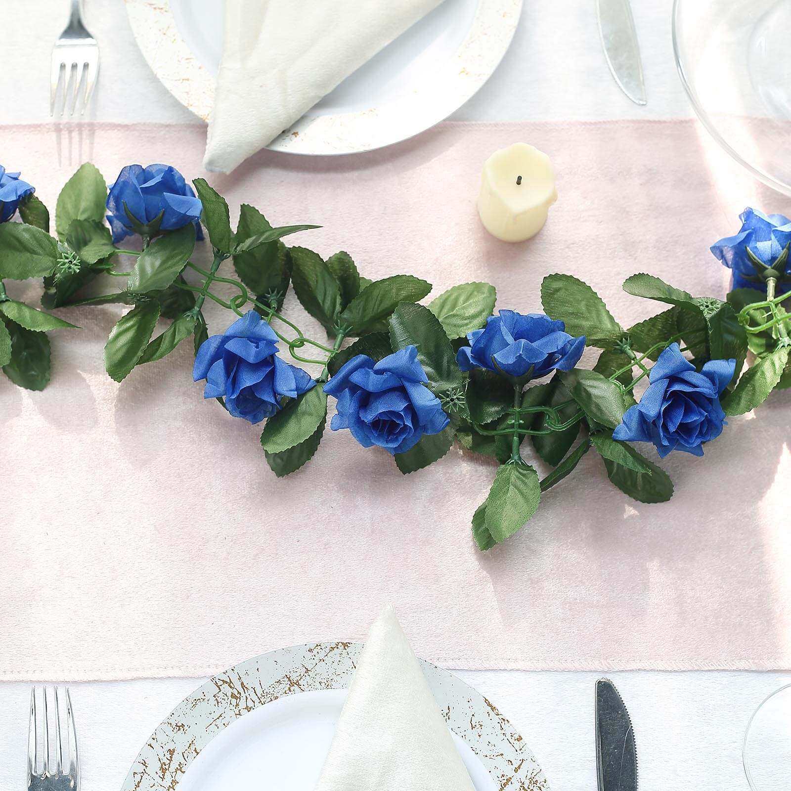 6ft UV-Protected Royal Blue Artificial Silk Rose Garland - Ideal for Decor