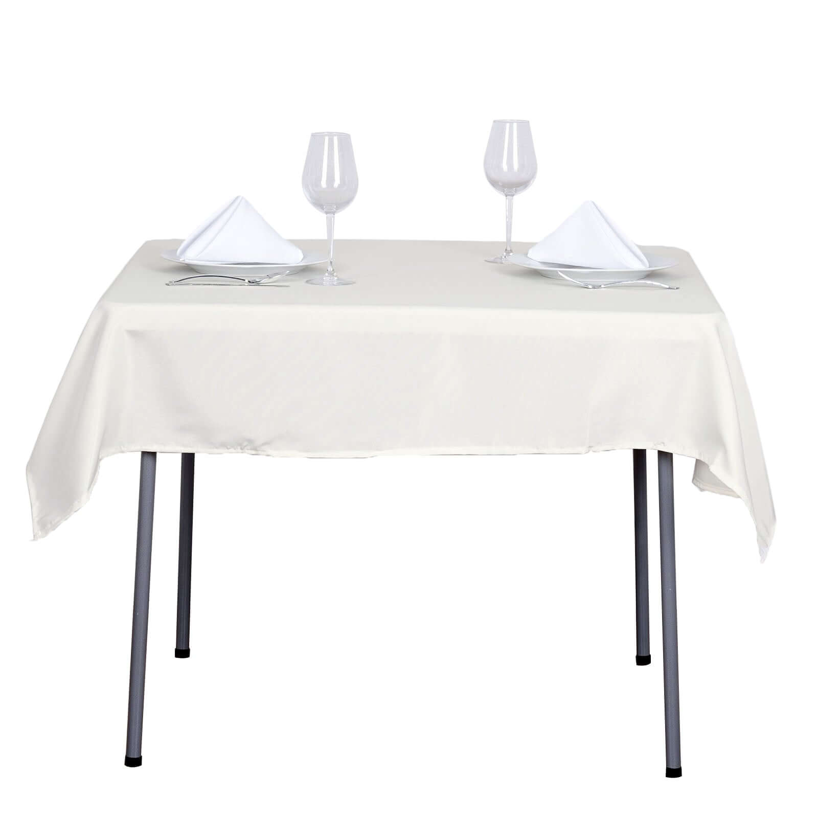 Durable & Wrinkle-Resistant Ivory 54x54 Polyester Square Tablecloth