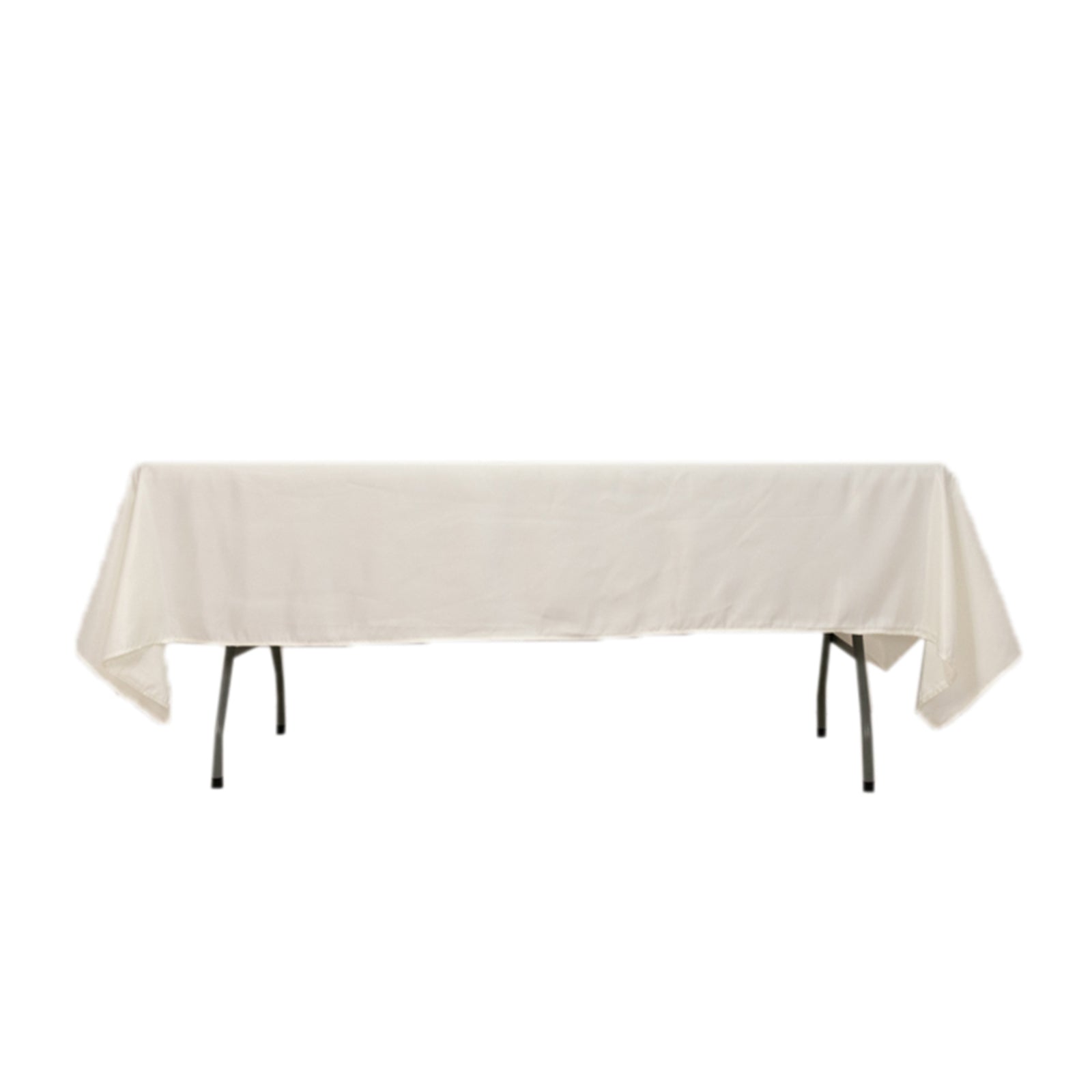 Ivory Lamour Satin Rectangle Tablecloth 60x102 - Durable & Soft, Ideal for Events